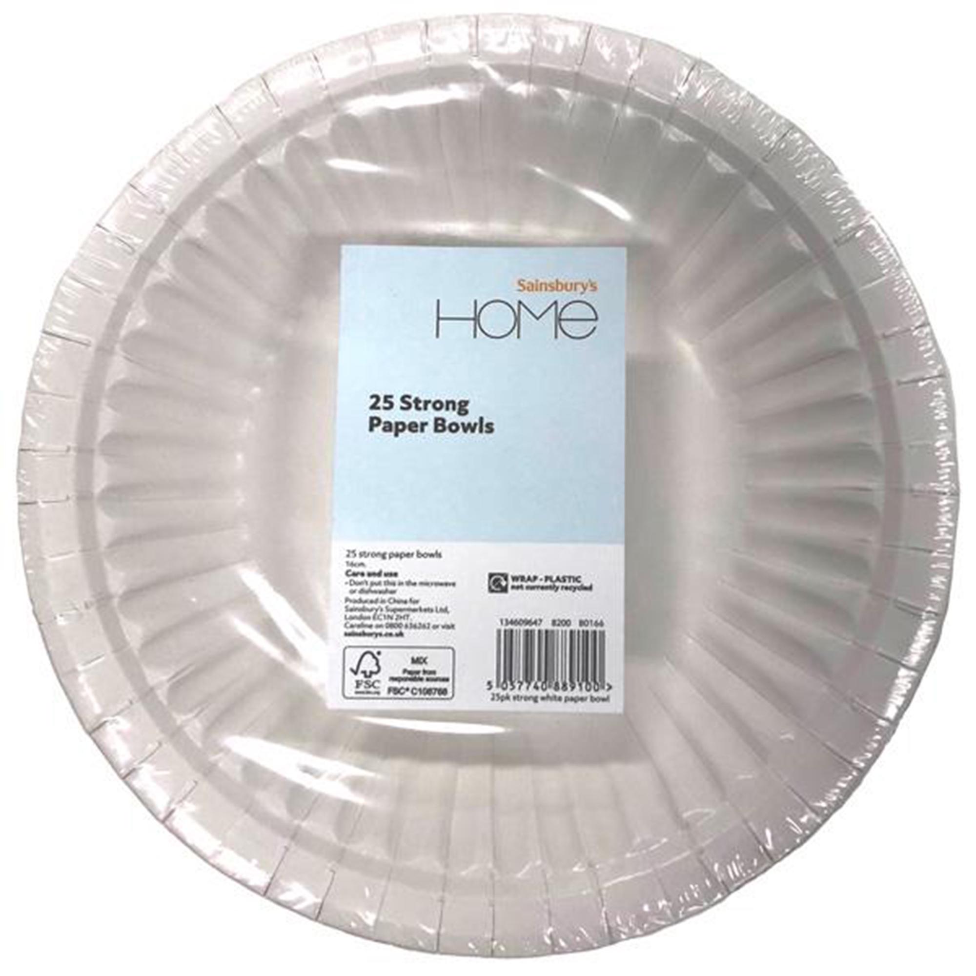 Sainsbury's Home Pack of 25 Strong White Paper Bowl