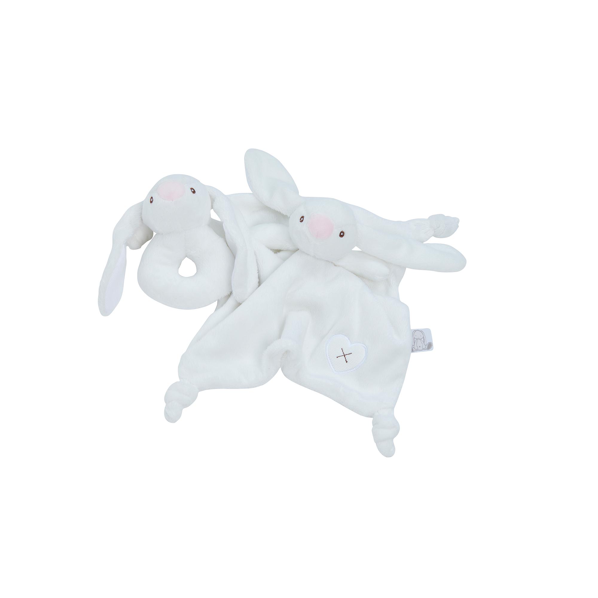 Chad Valley Baby White Comforter & Rattle