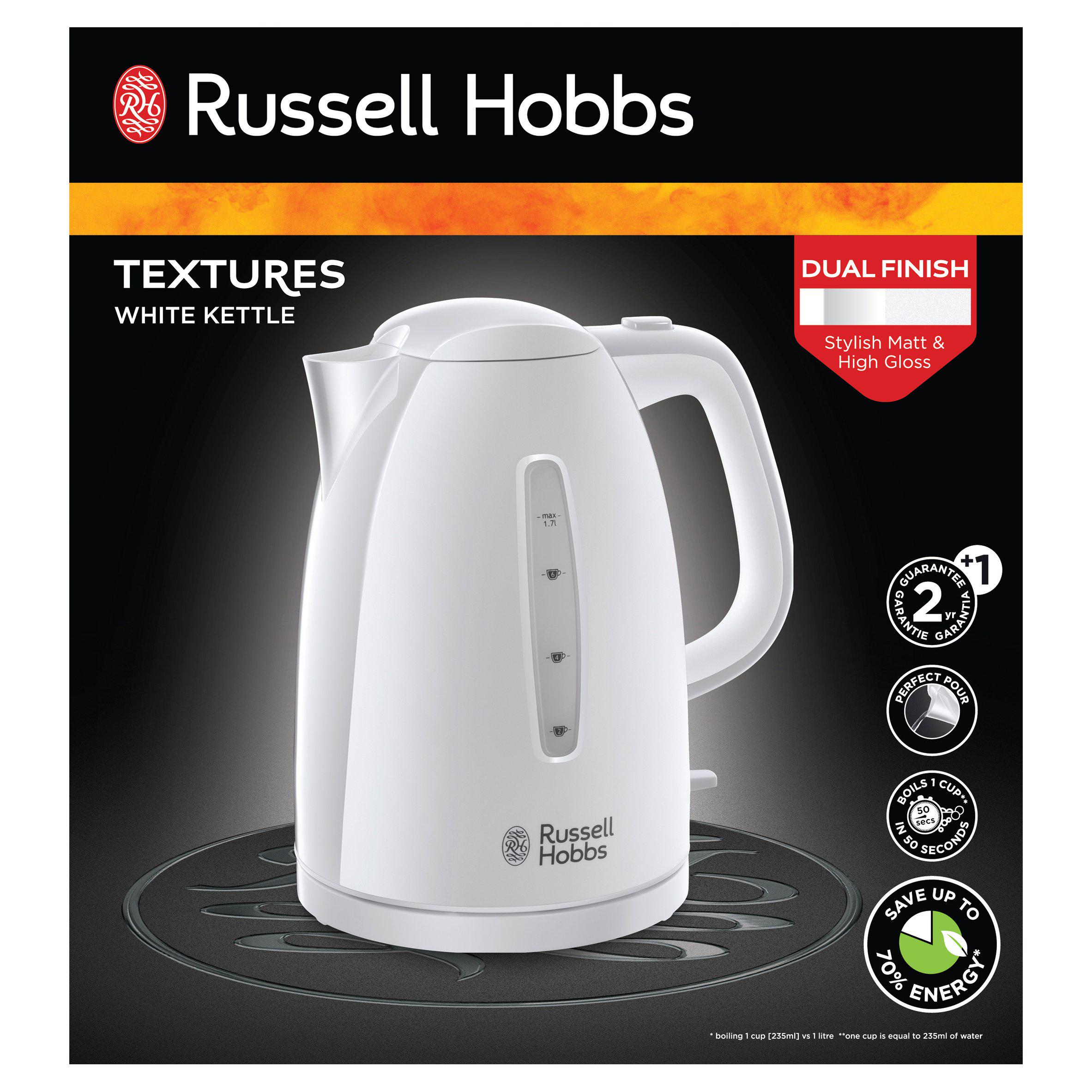 Russell Hobbs Textures White Plastic Kettle 21270