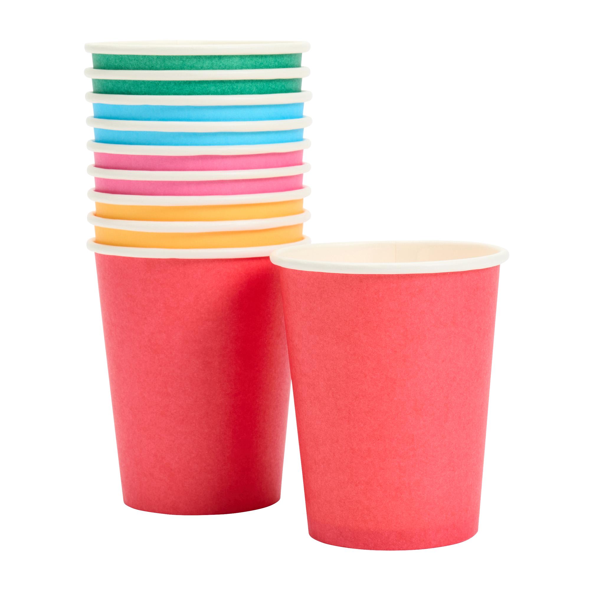 Sainsbury's Home Pack of 10 Rainbow Coloured Paper Cups - 250ml