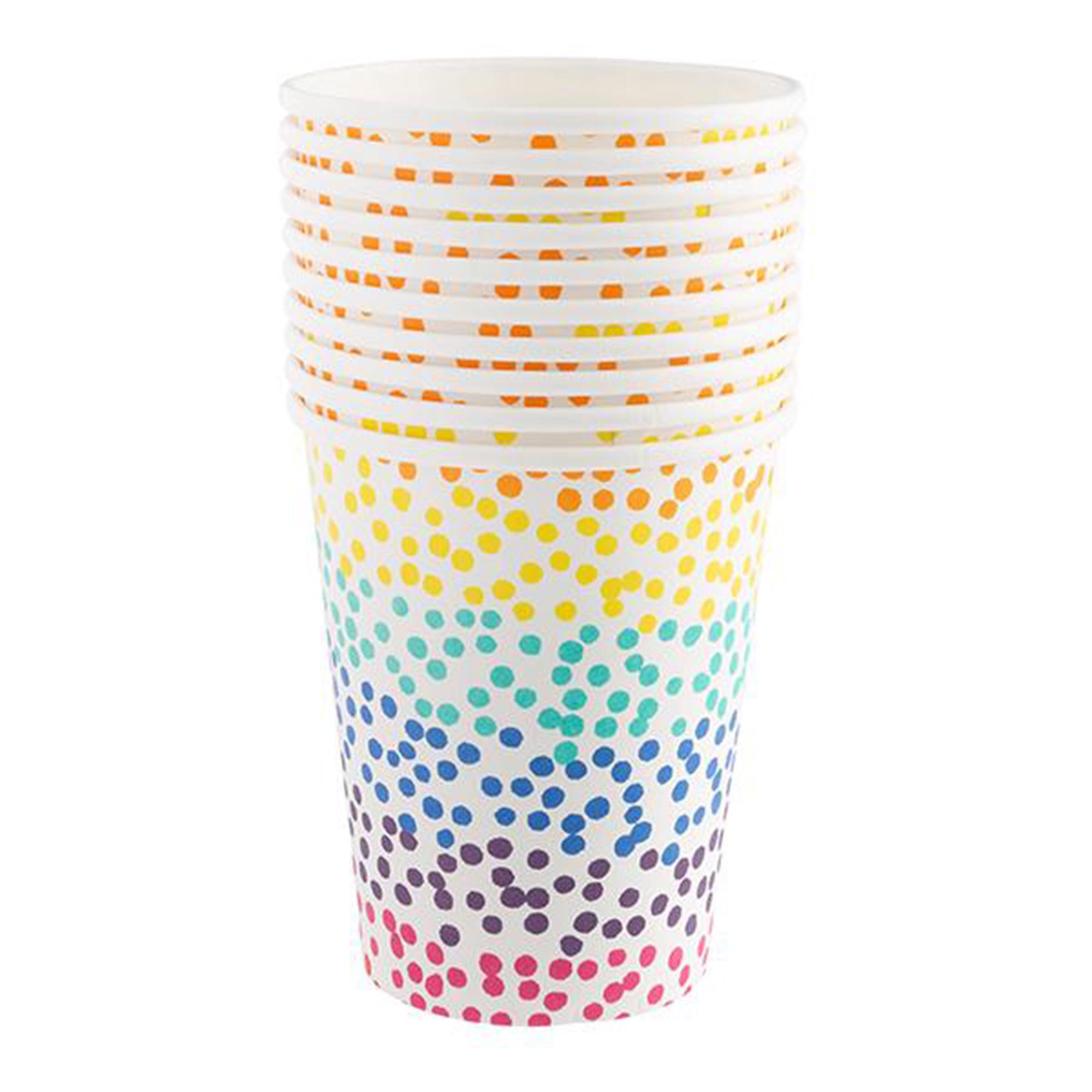 Sainsbury's Home Pack of 10 Rainbow Spot Paper Cups - 250ml