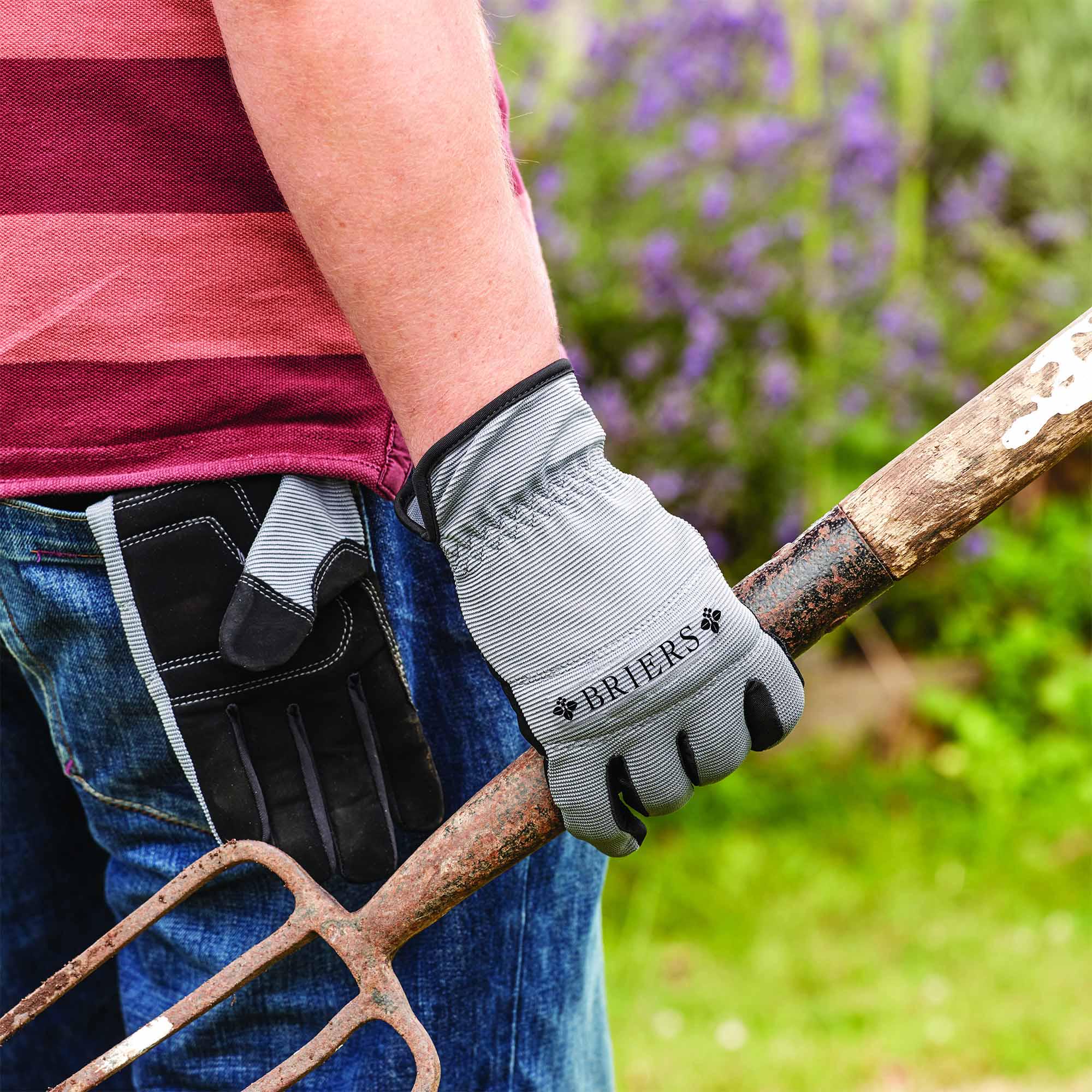 Briers Flex & Protect Large Gardening Gloves - Black & Grey thumbnail 2