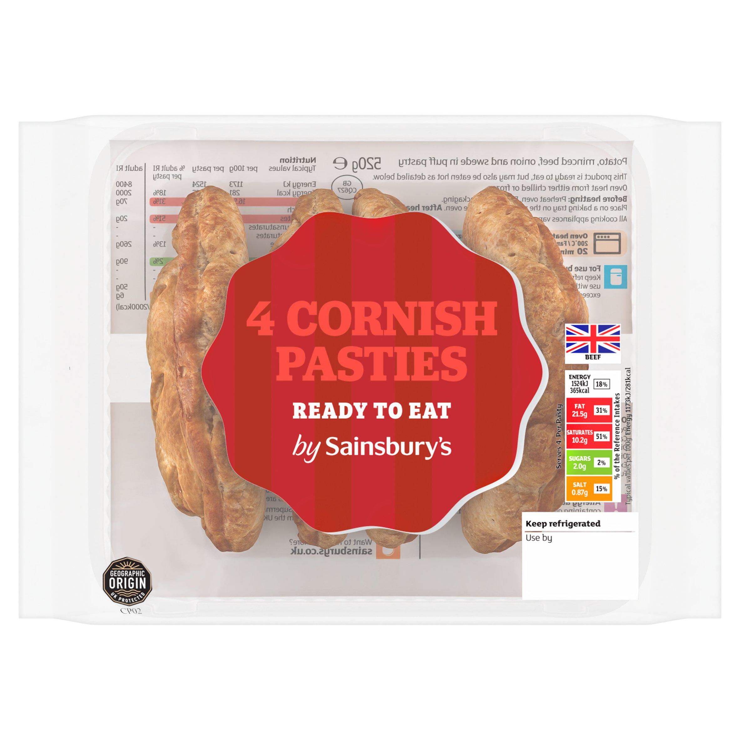 Sainsbury's Cornish Pasties x4 520g