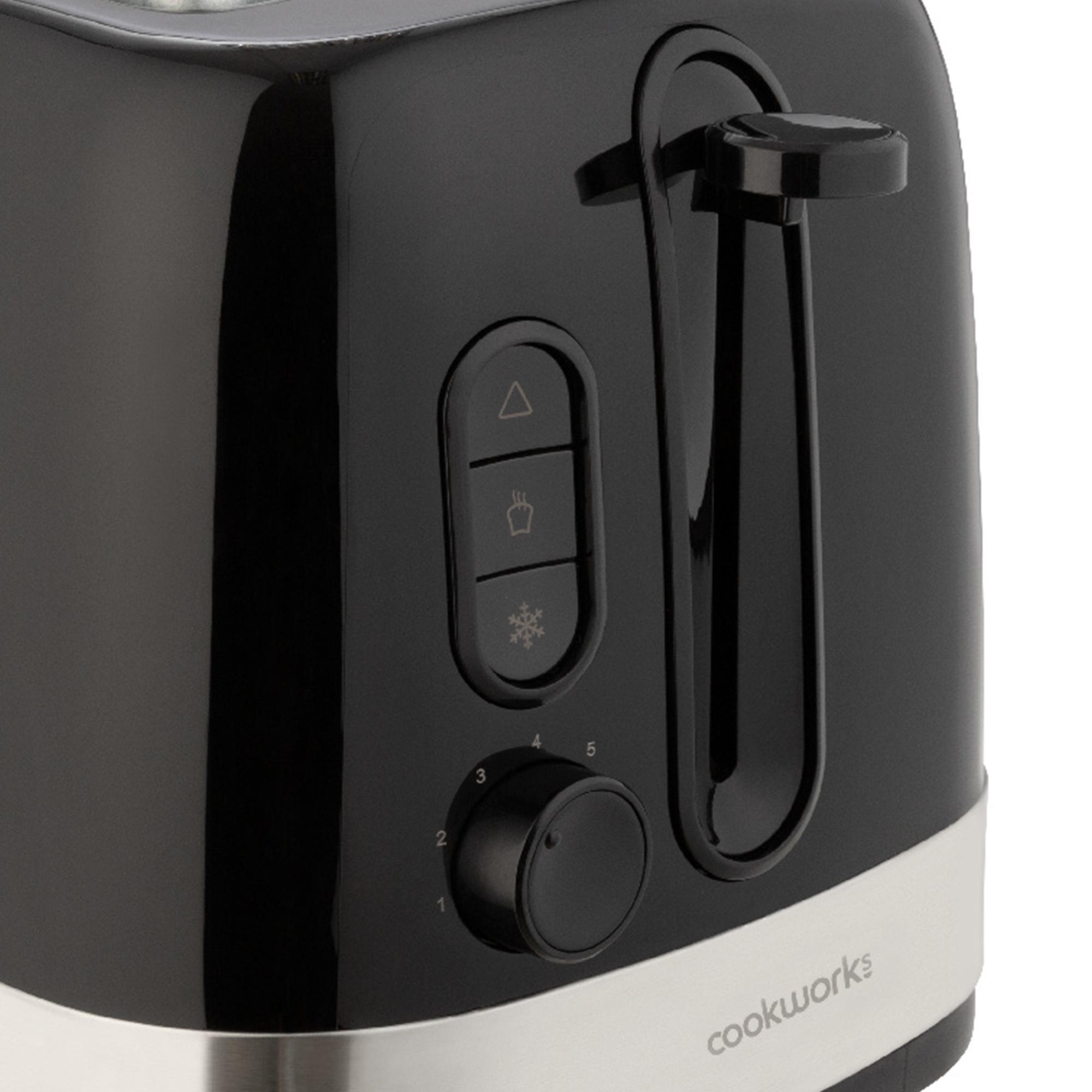 Cookworks Illuminated 2 Slice Toaster - Black Plastic thumbnail 2