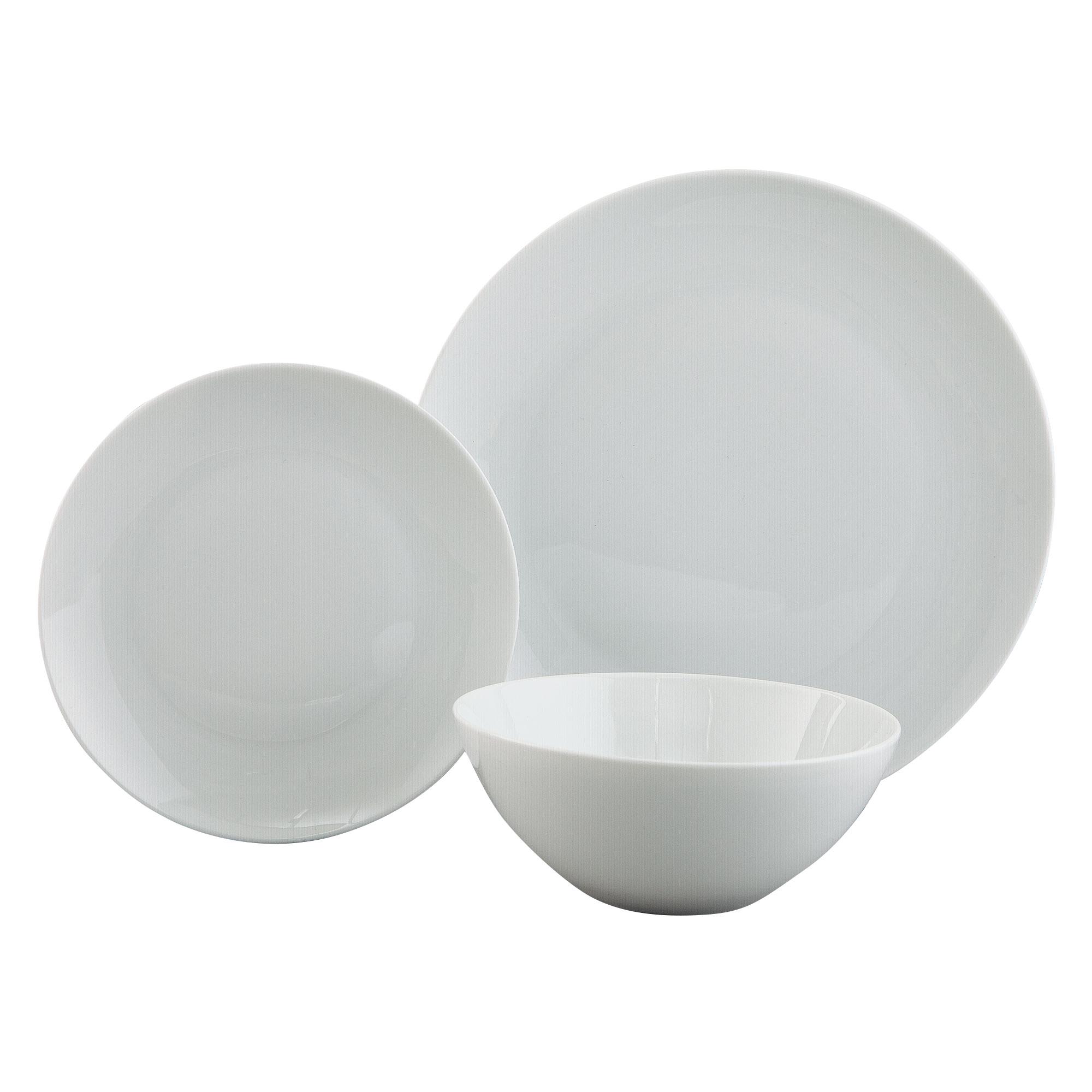 Sainsbury's Home Coupe 12 Piece Porcelain Dinner Set - Super White