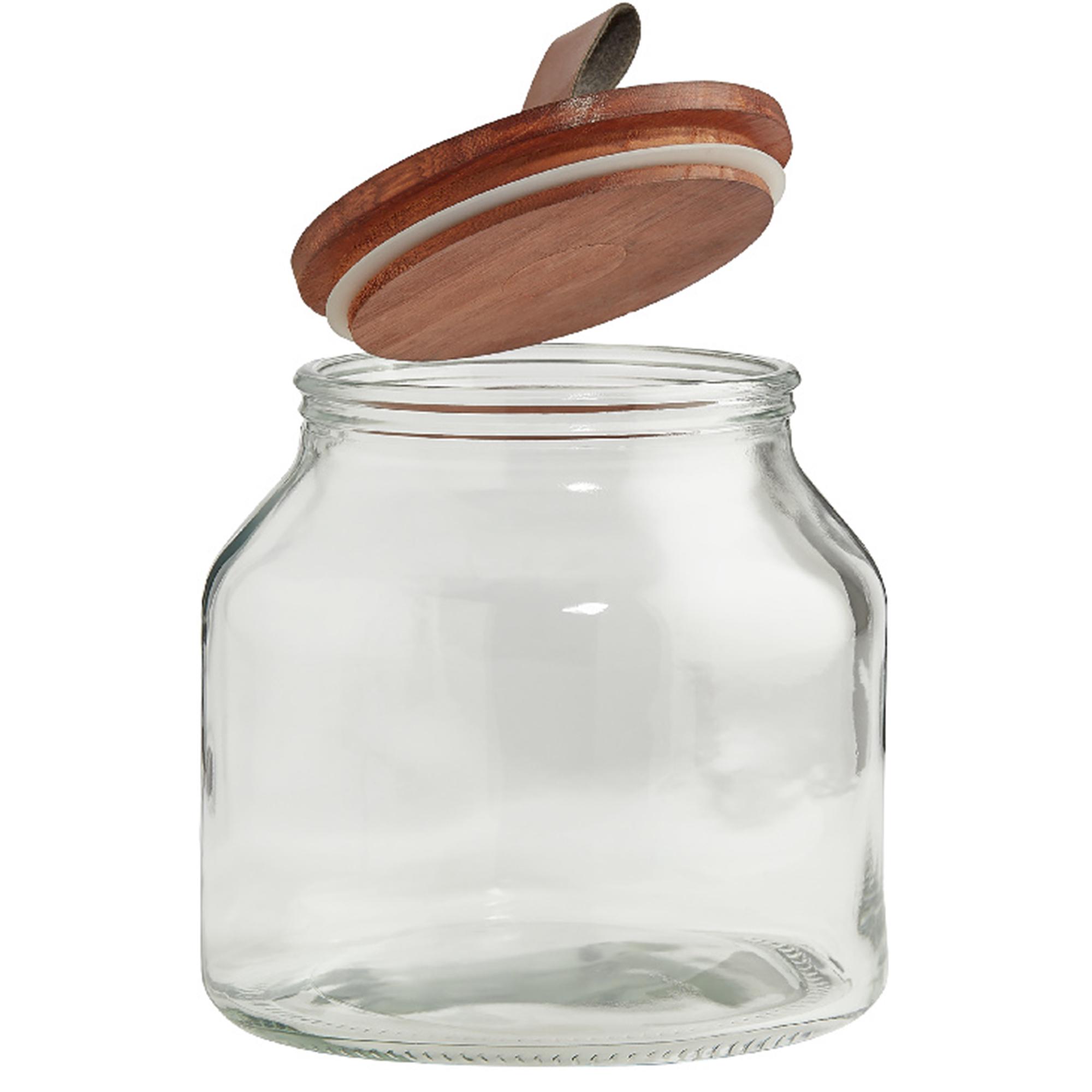Habitat Glass Jar With Wood And Faux Leather Lid  2L thumbnail 2