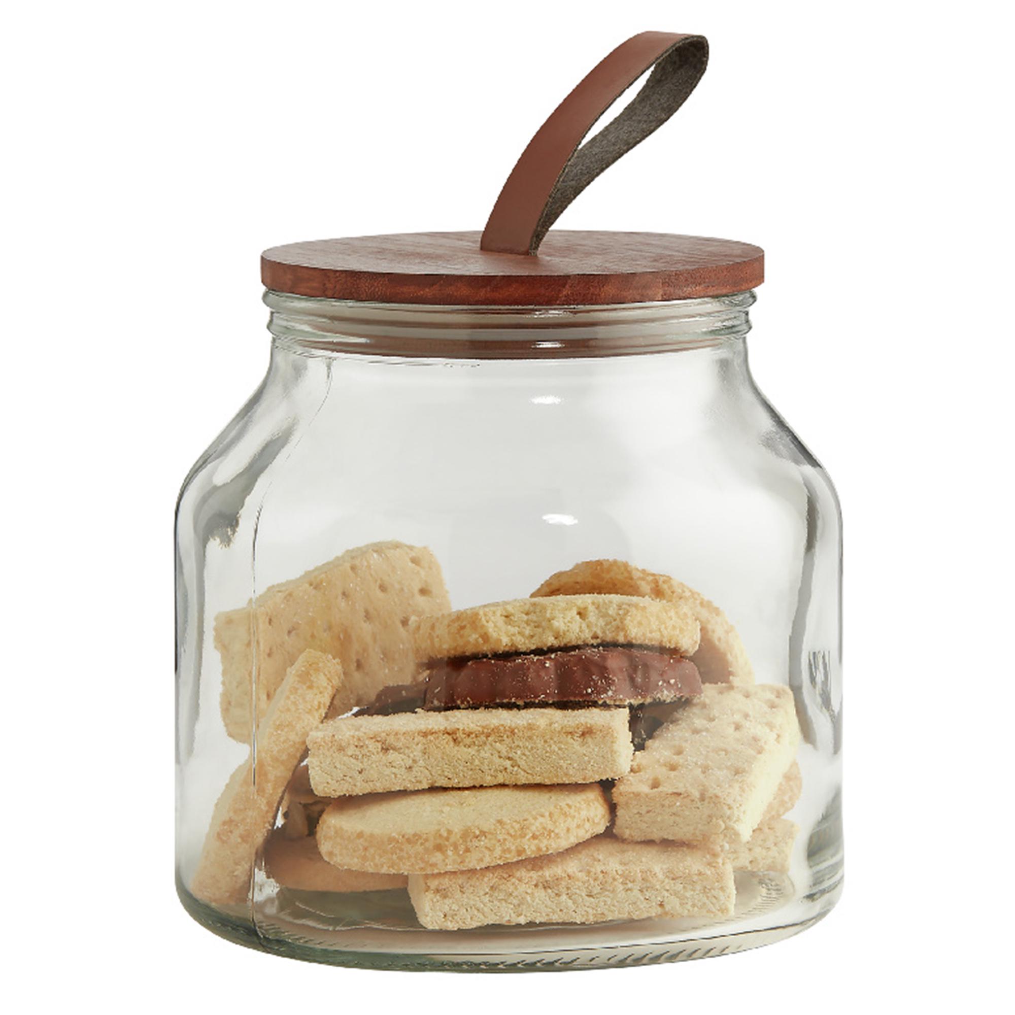 Habitat Glass Jar With Wood And Faux Leather Lid  2L thumbnail 3