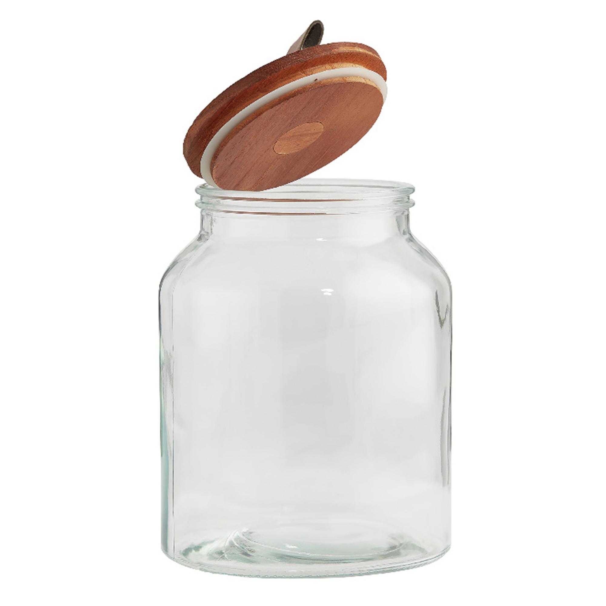Habitat Glass Jar With Wood & Faux Leather Lid 3L thumbnail 2