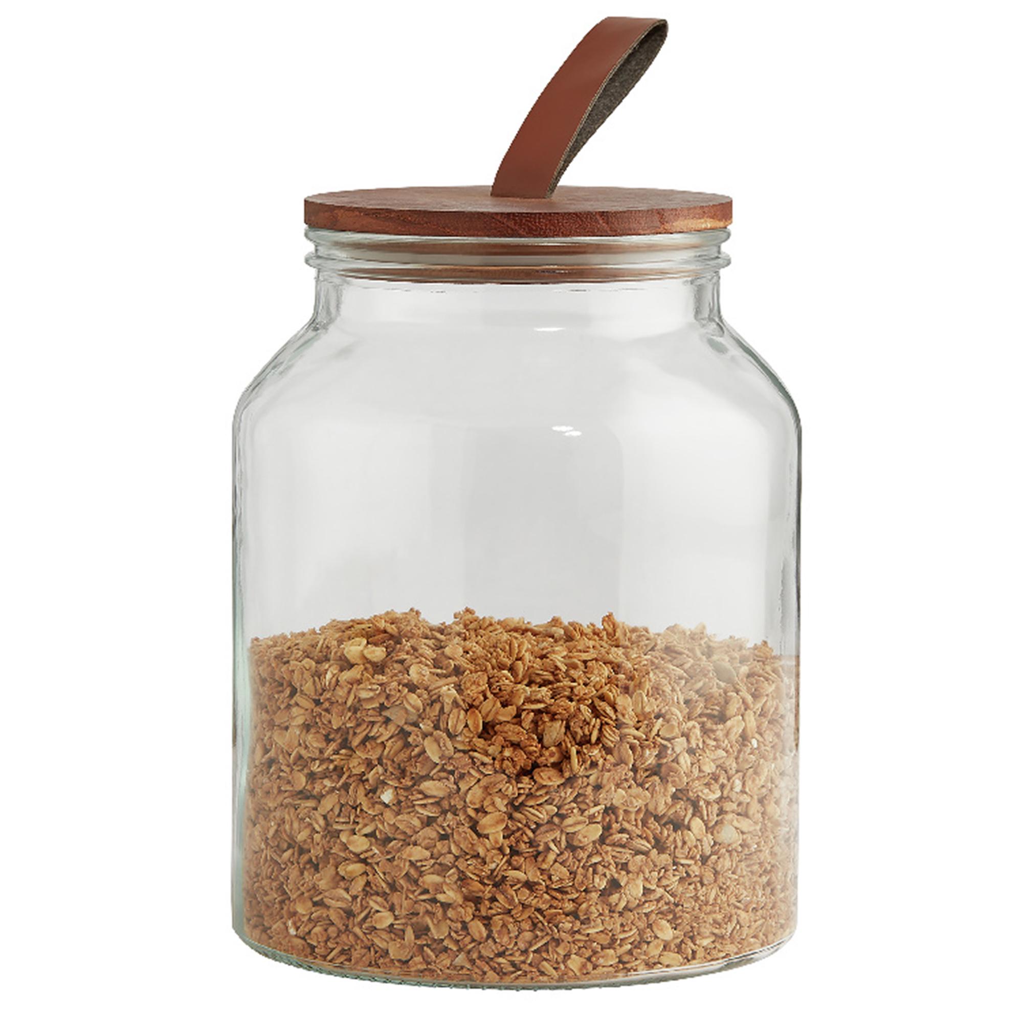 Habitat Glass Jar With Wood & Faux Leather Lid 3L thumbnail 3