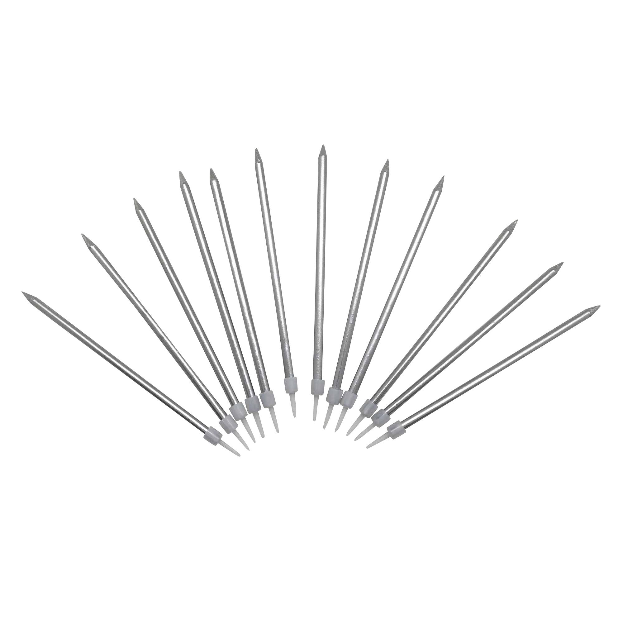 Habitat Long Candles Silver 12pk