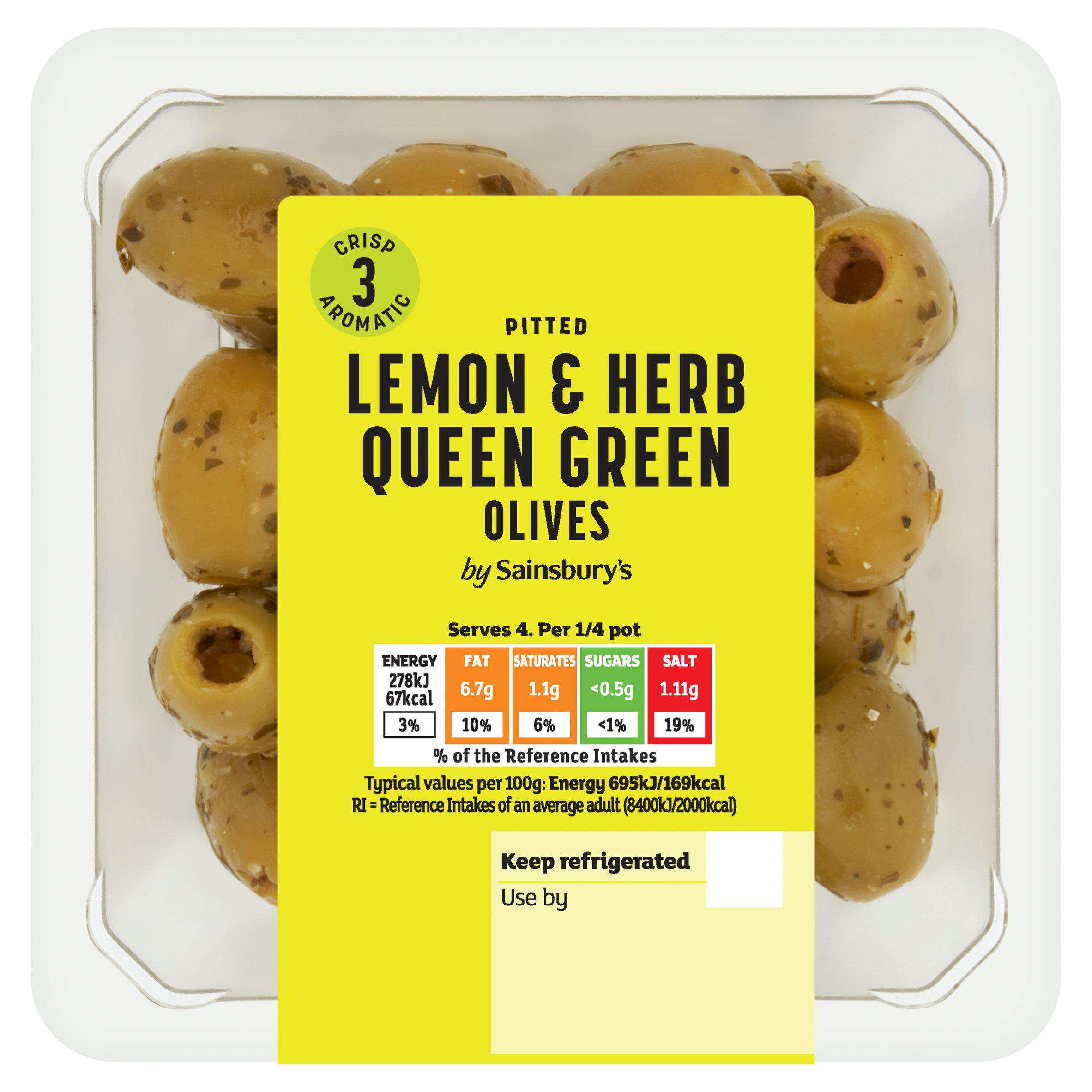 Sainsbury's Queen Olives with Lemon & Herb 160g