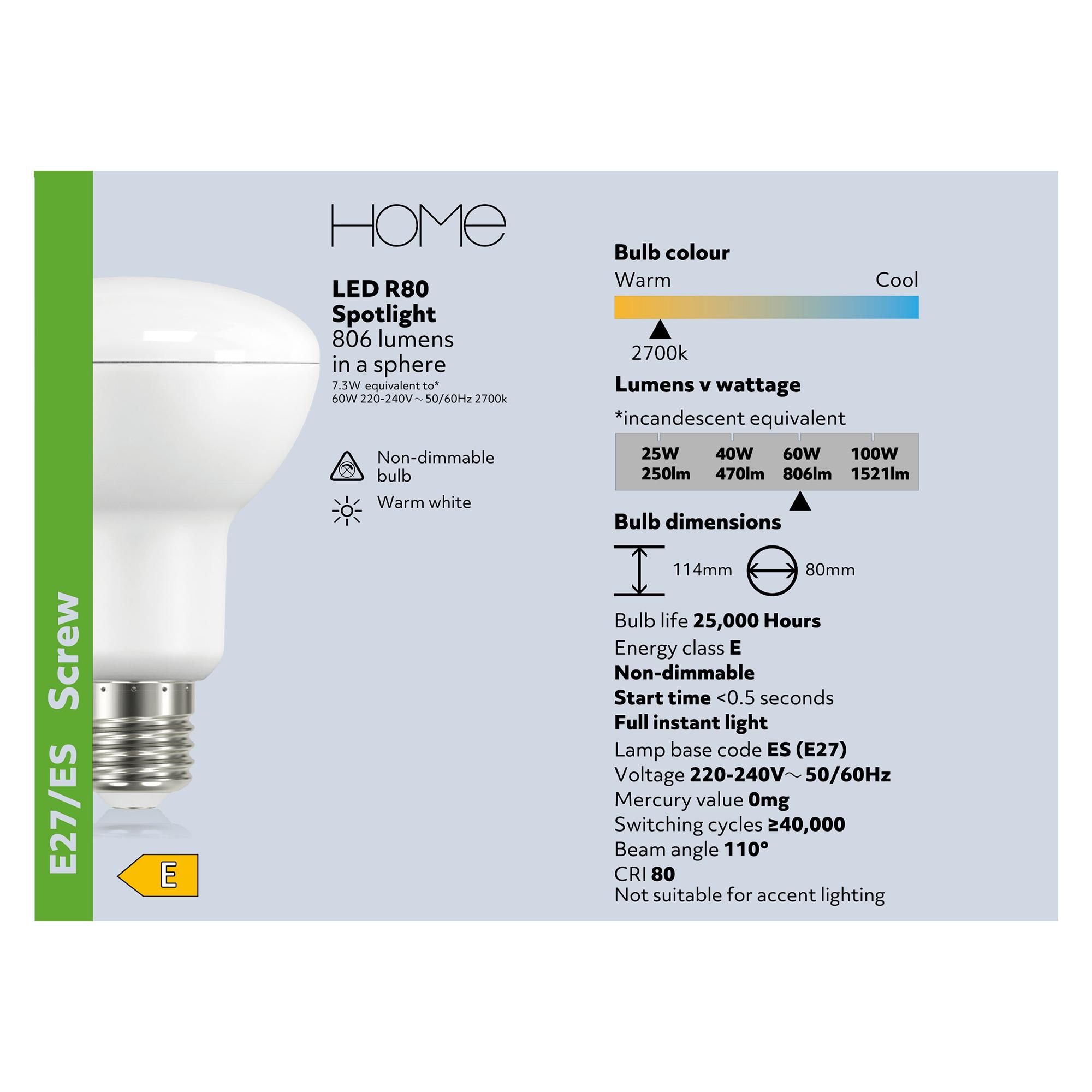 Sainsbury's Home LED Spotlight R80 ES Light Bulb thumbnail 3