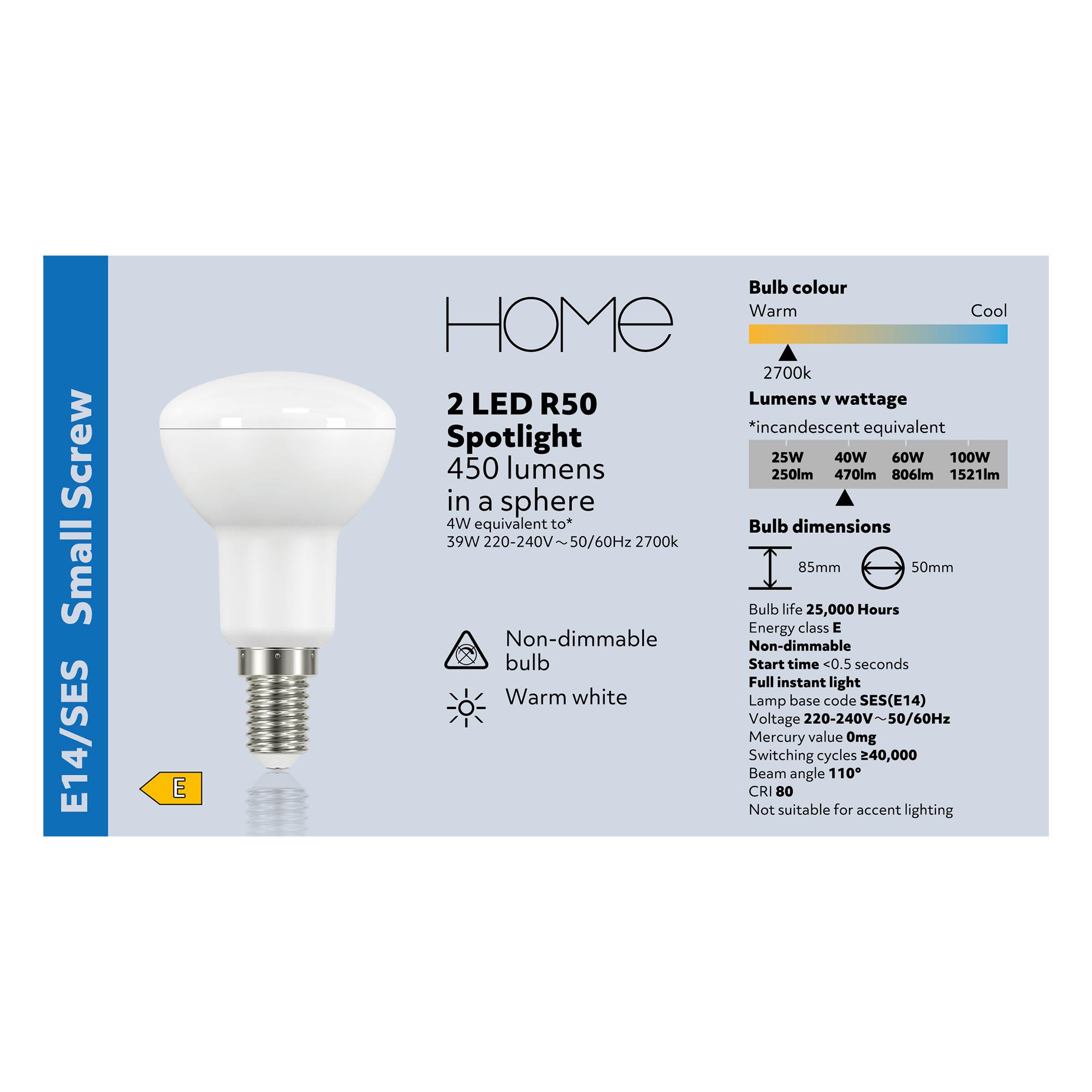 Sainsbury's Home Pack of 2 LED Spotlight R50 SES Light Bulb thumbnail 3