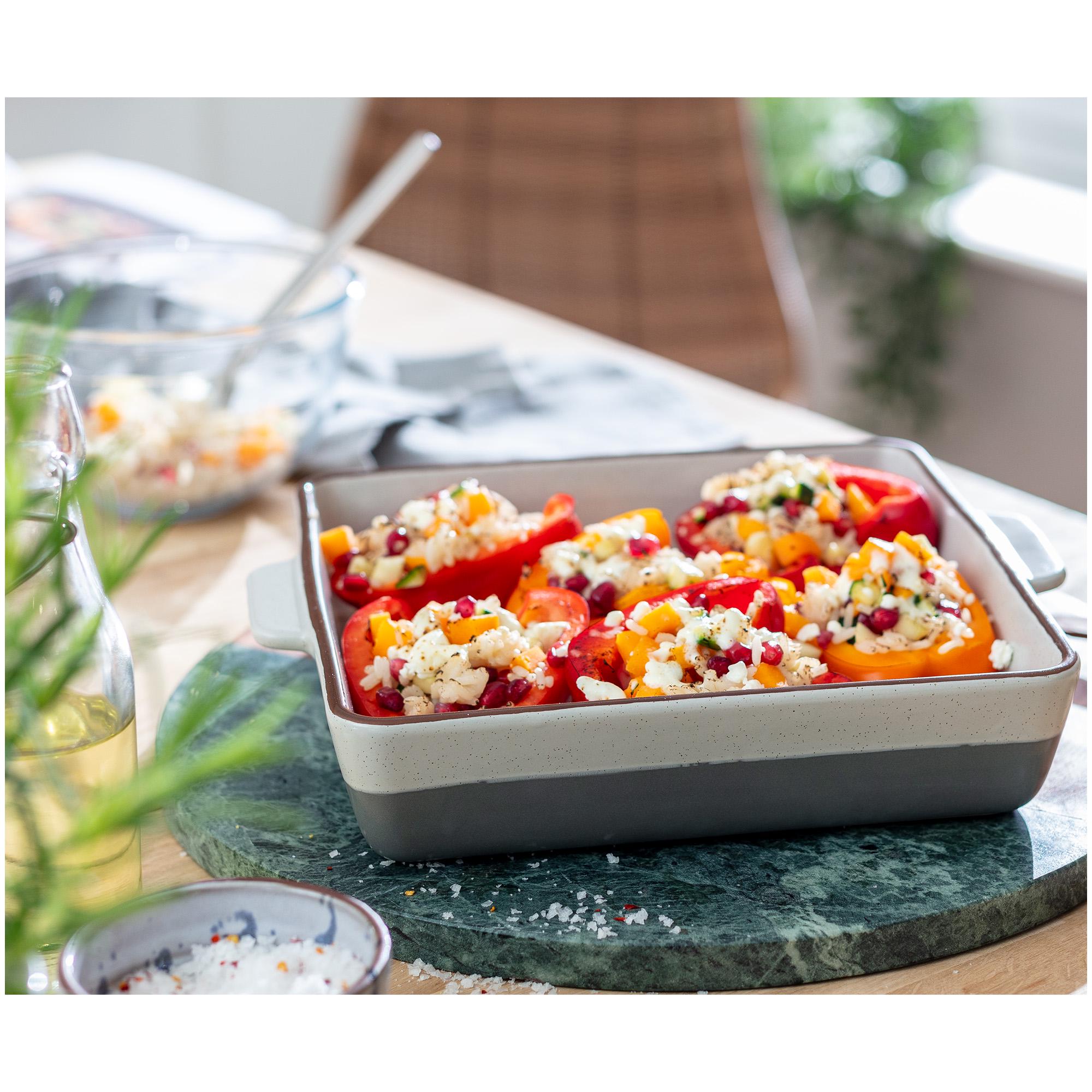 Habitat Speckle 27cm Square Ceramic Roaster - Grey thumbnail 2