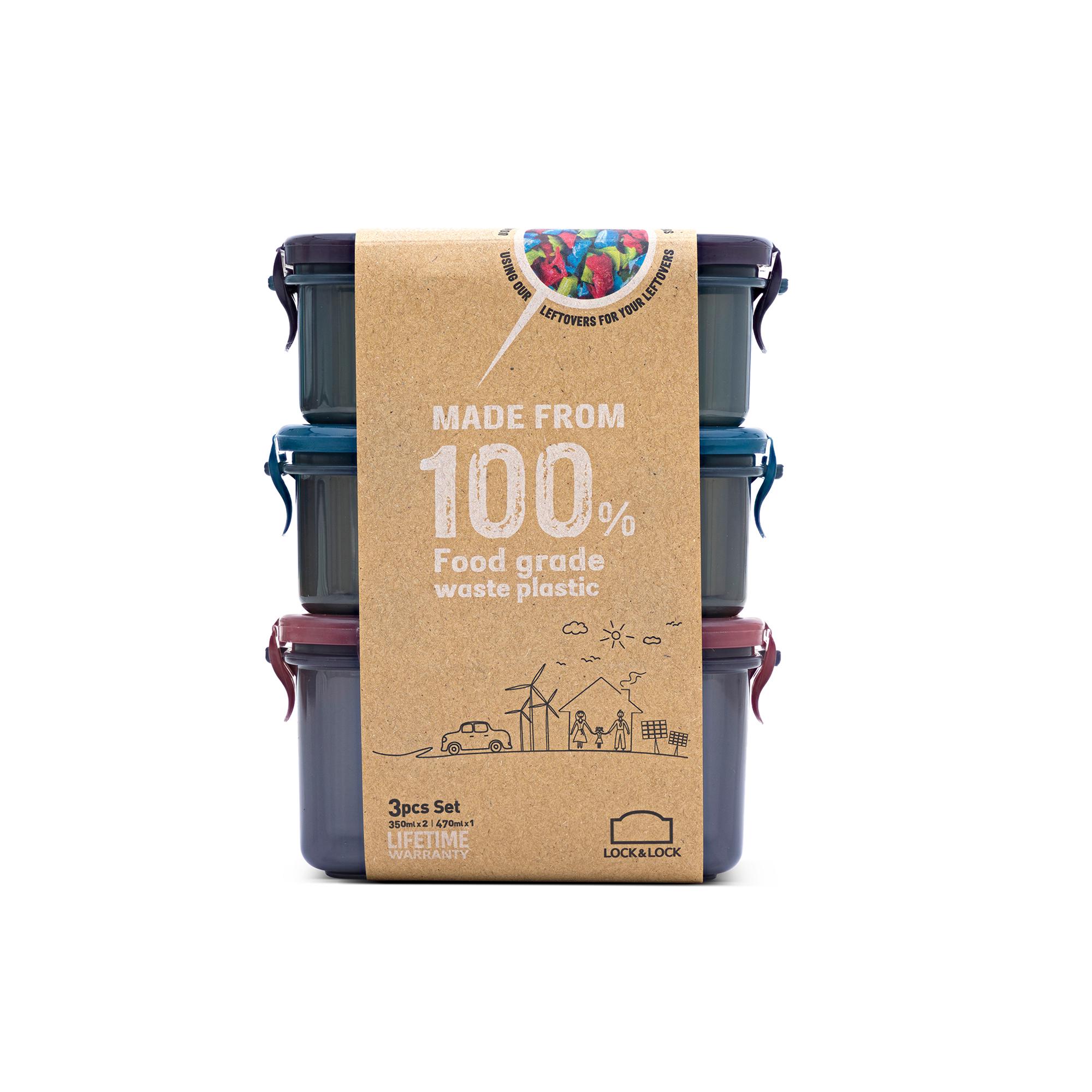 Lock & Lock Eco Rectangular Set 2x350ml & 470ml 3pc thumbnail 3