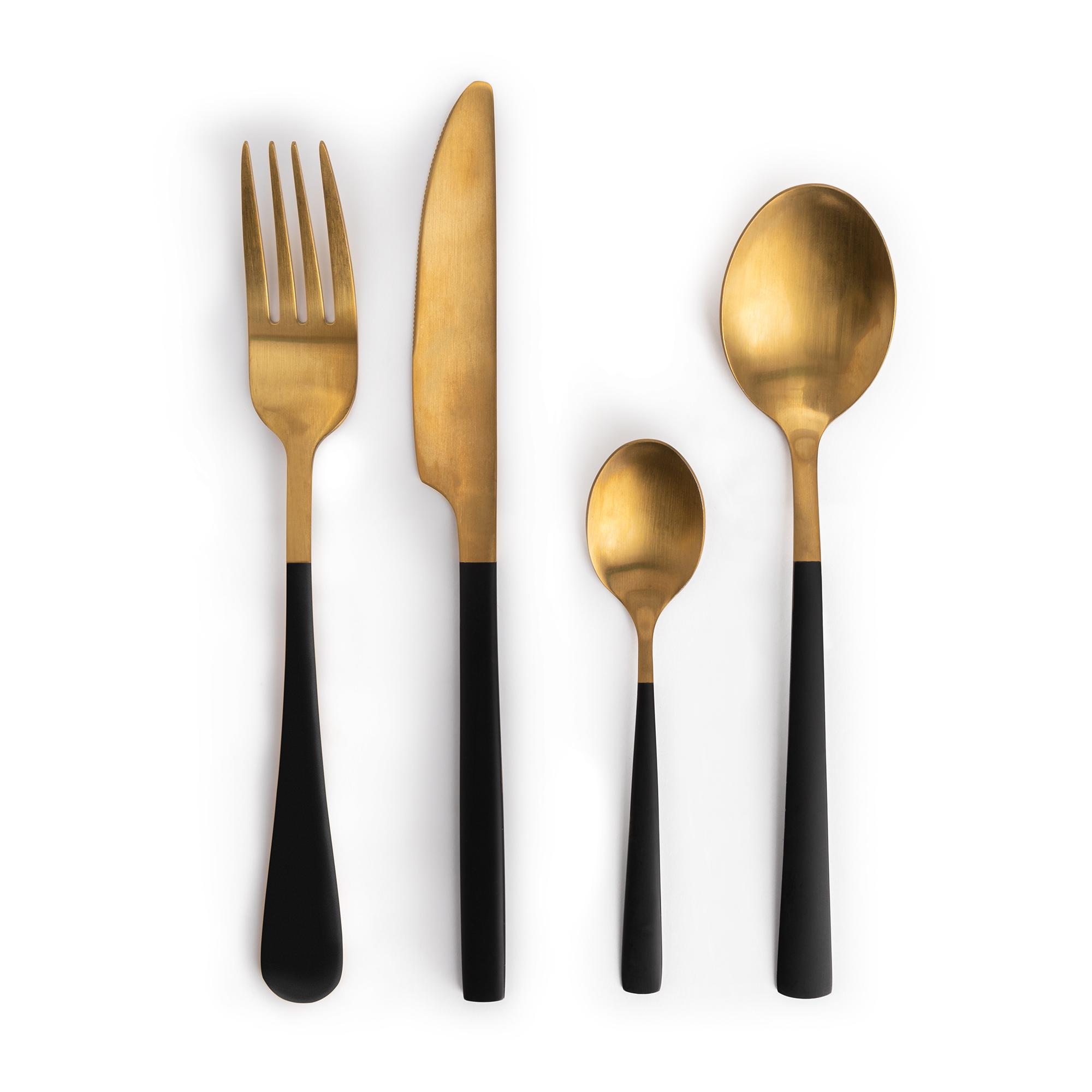 Habitat Two Tone Black/Gold Cutlery 16pc