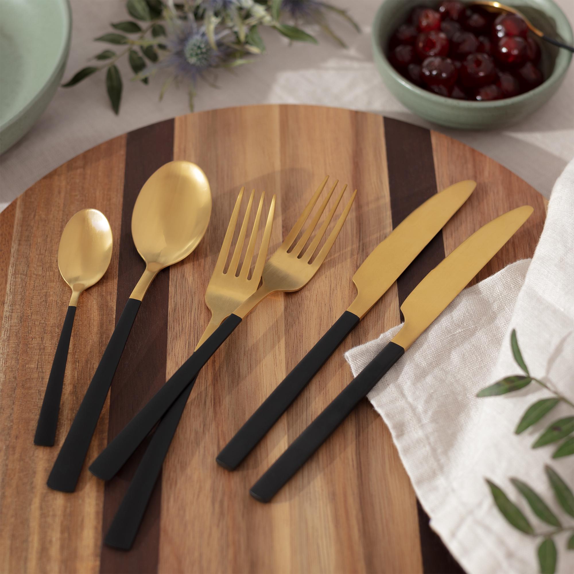 Habitat Two Tone Black/Gold Cutlery 16pc thumbnail 2
