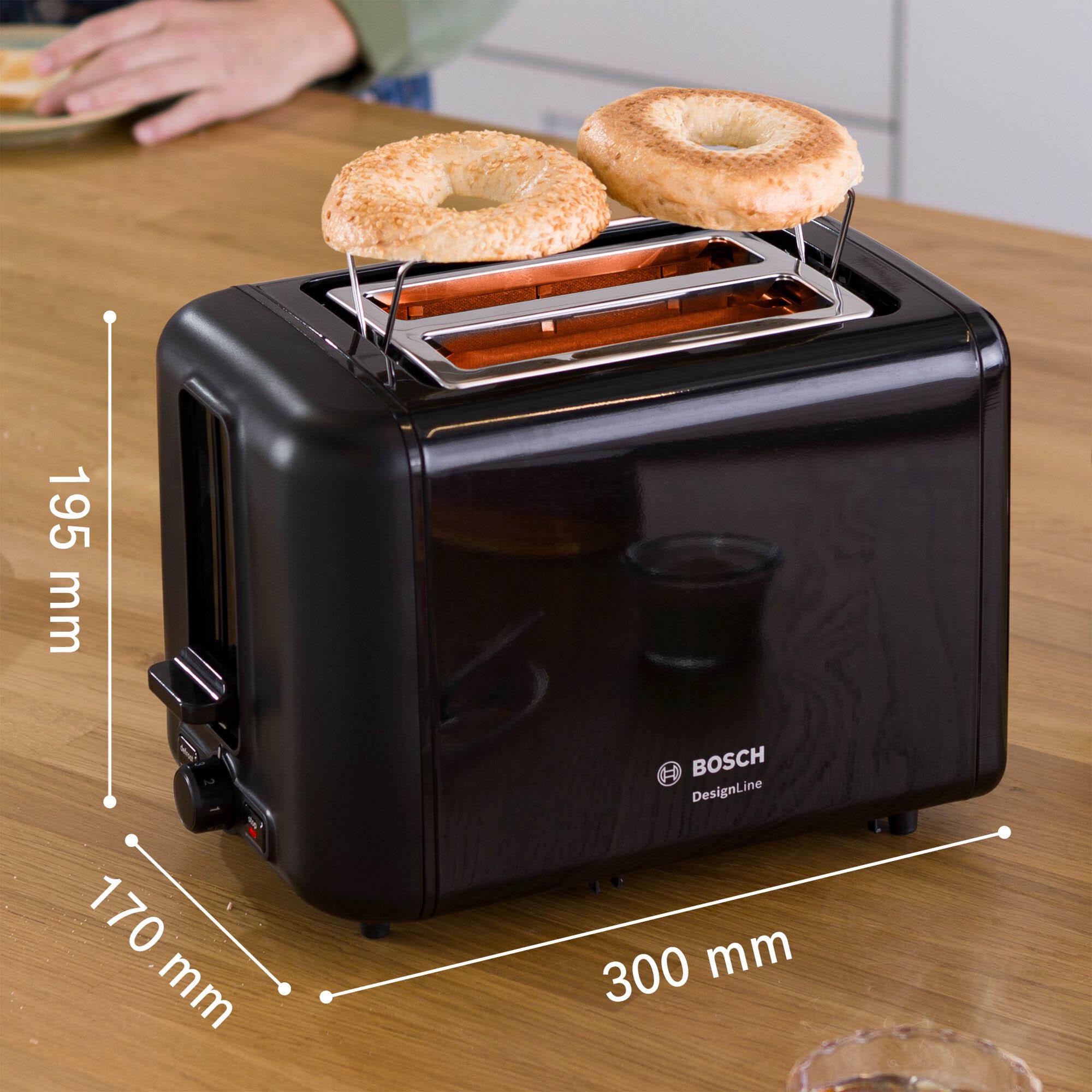 Bosch TAT3P423GB Deslineline Stainless Steel 2 Slice Toaster - Black thumbnail 3