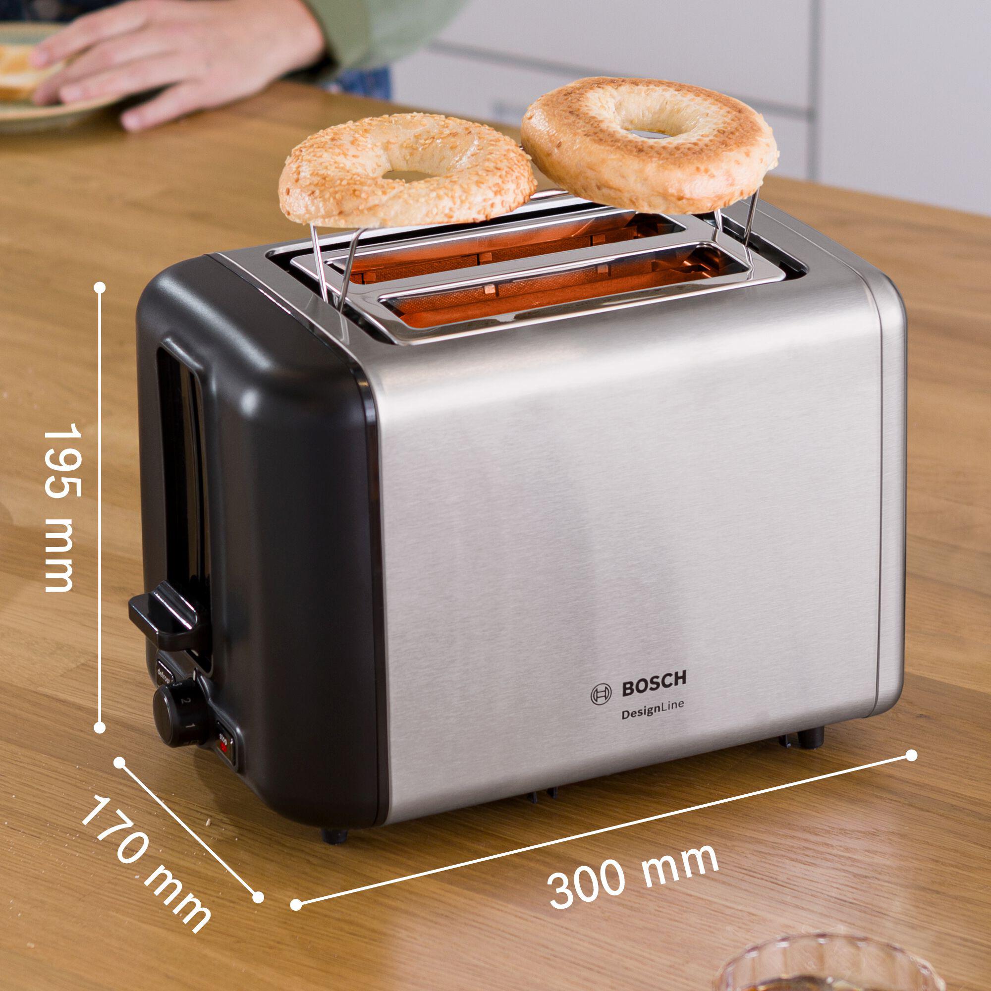 Bosch TAT4P440GB DesignLine 2 Slice Toaster Stainless Steel thumbnail 5