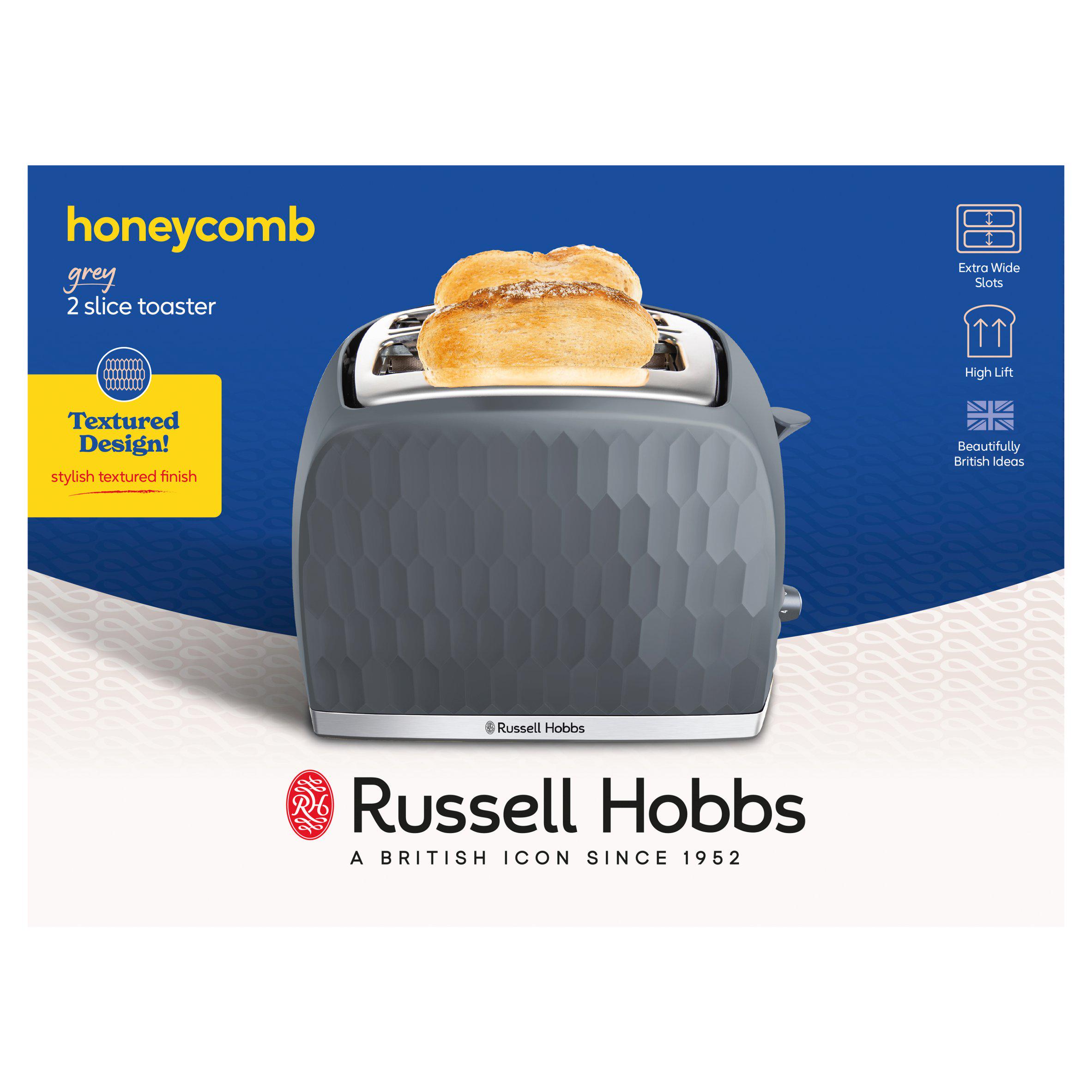 Russell Hobbs 26063 Honeycomb 2 Slice Toaster - Grey
