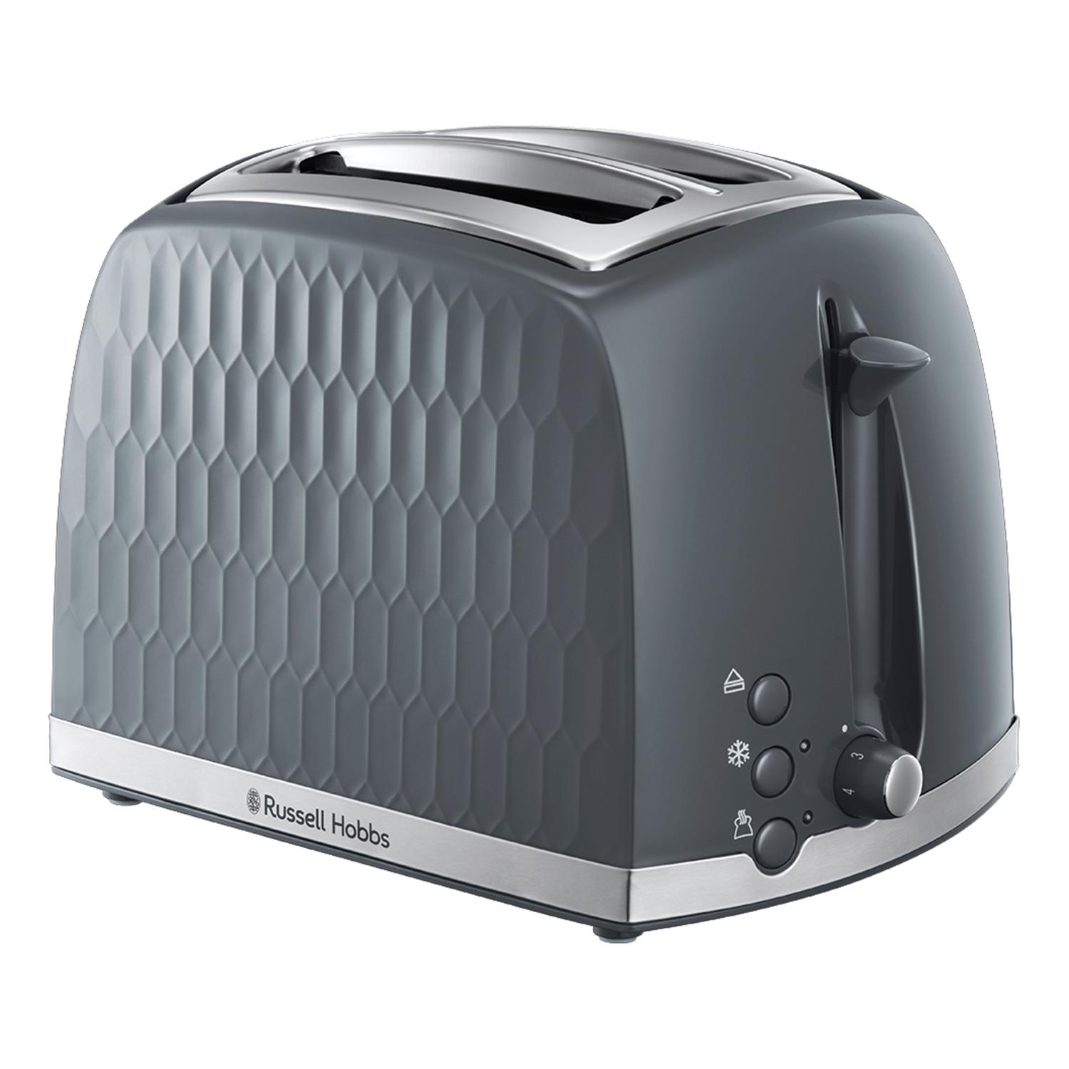Russell Hobbs Honeycomb 2 Slice Grey Plastic Toaster 26063 thumbnail 2