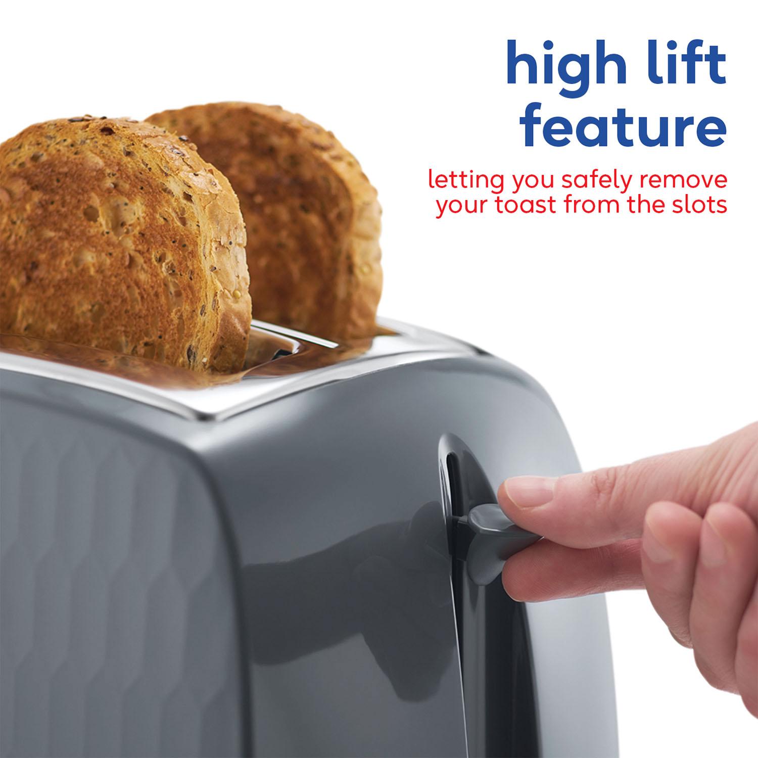 Russell Hobbs Honeycomb 2 Slice Grey Plastic Toaster 26063 thumbnail 5
