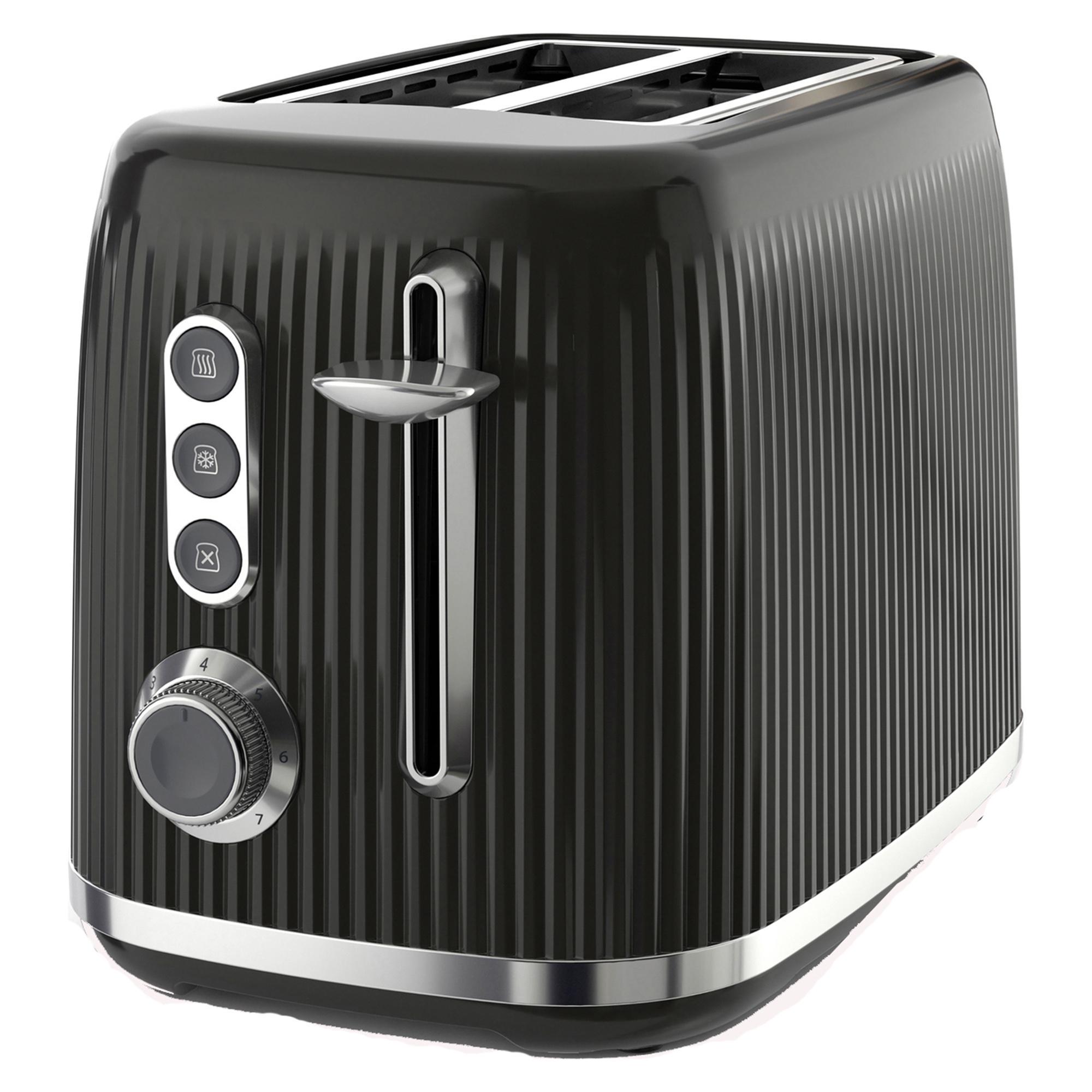 Bold Black 2-Slice Toaster Black & Silver Chrome VTR001
