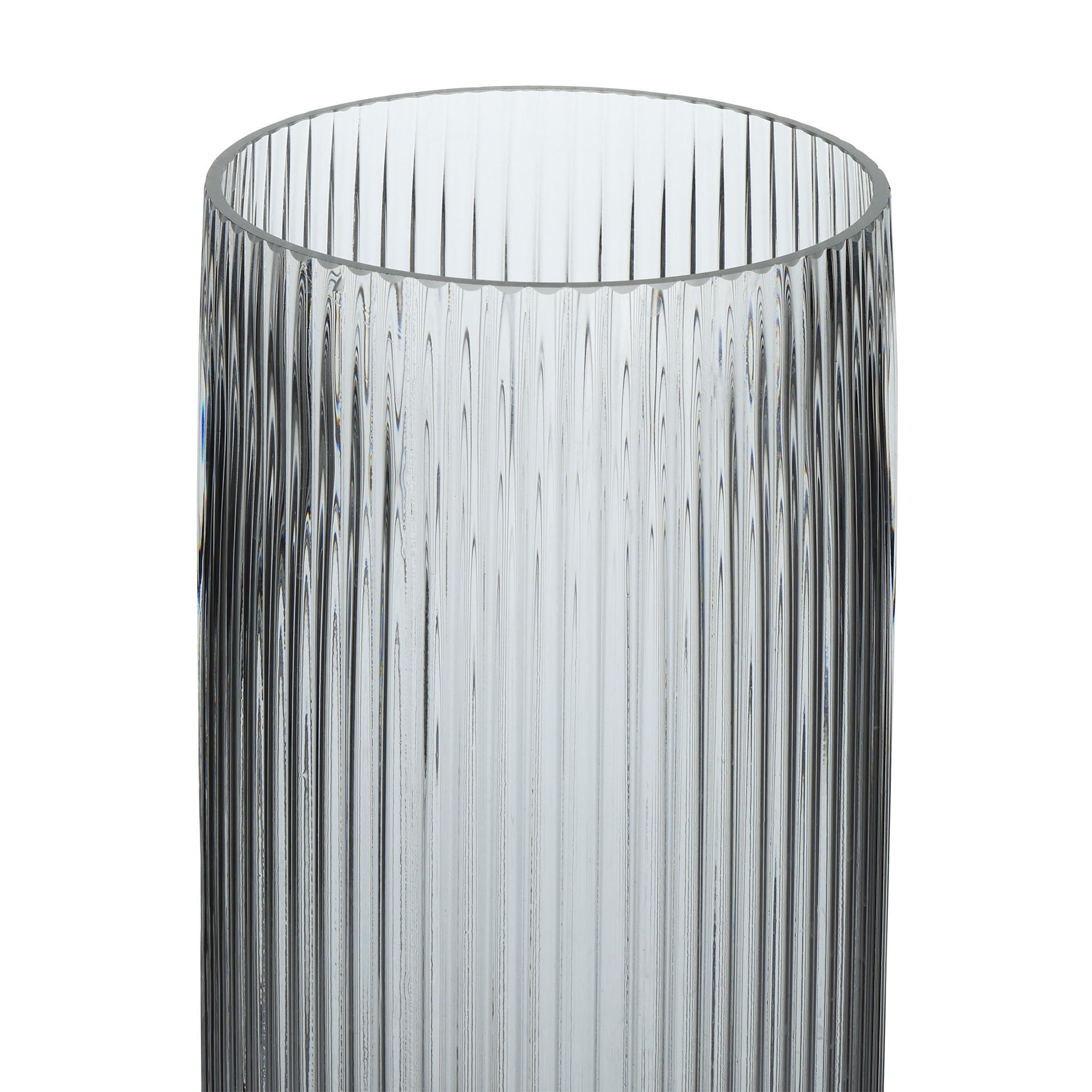 Habitat Tall Ribbed Glass Vase - Clear thumbnail 3