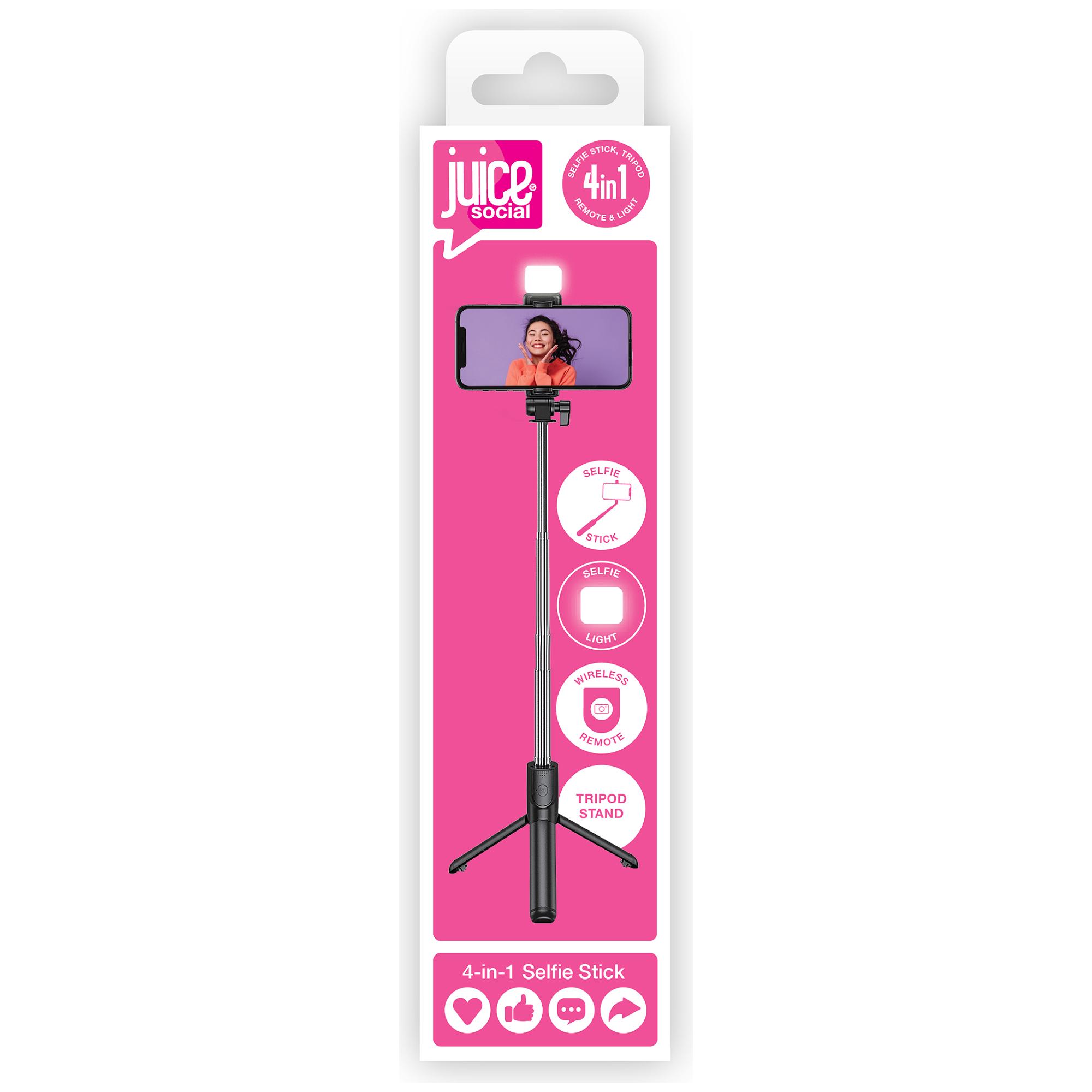 Juice Social 4In1 Glow Selfie Stick - Black thumbnail 5