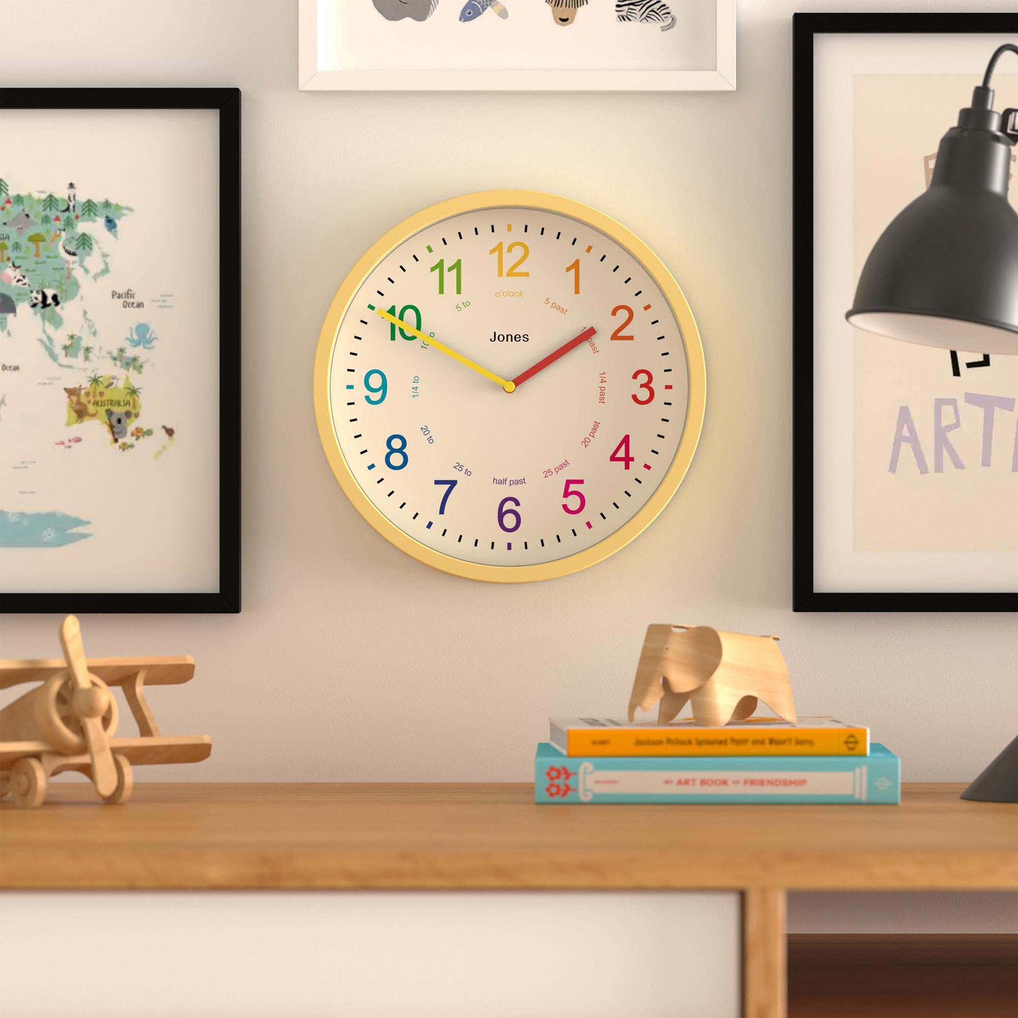 Jones Clocks Kids Analogue Wall Clock - Yellow thumbnail 2