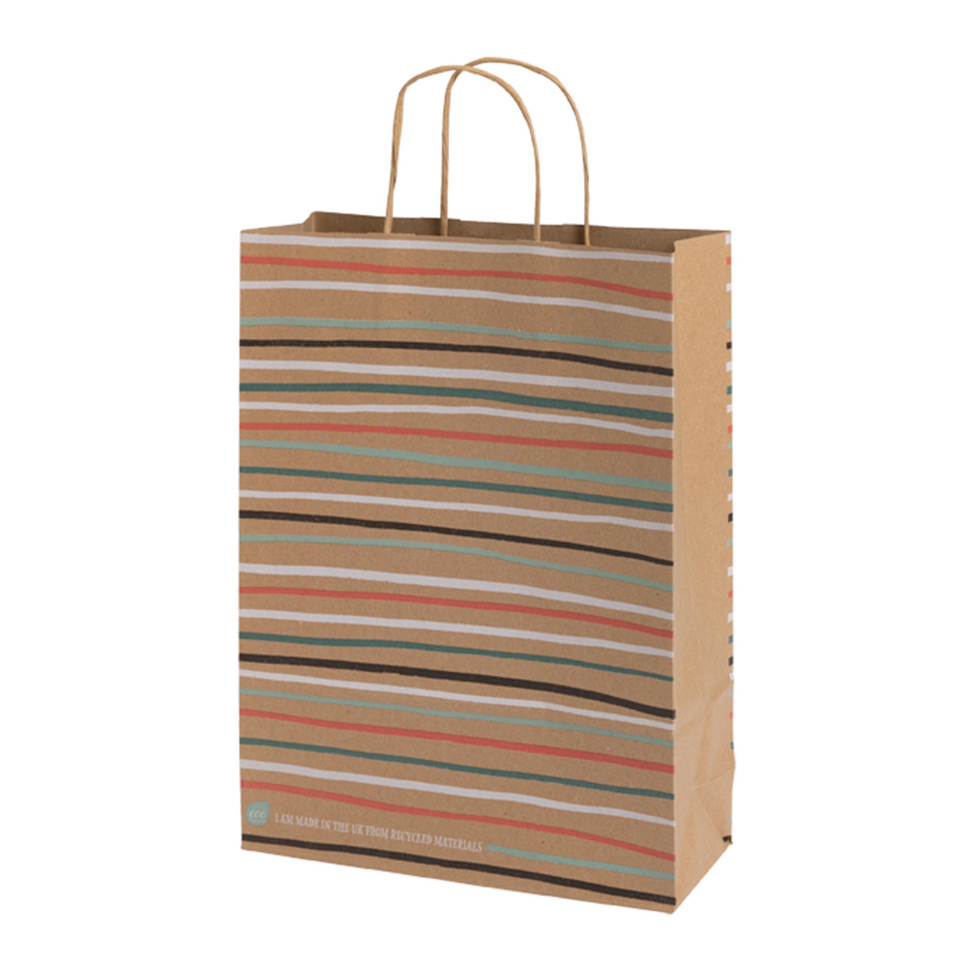 Sainsbury's Eco Nature Kraft Stripe Large Present Gift Bag Birthday Celebration