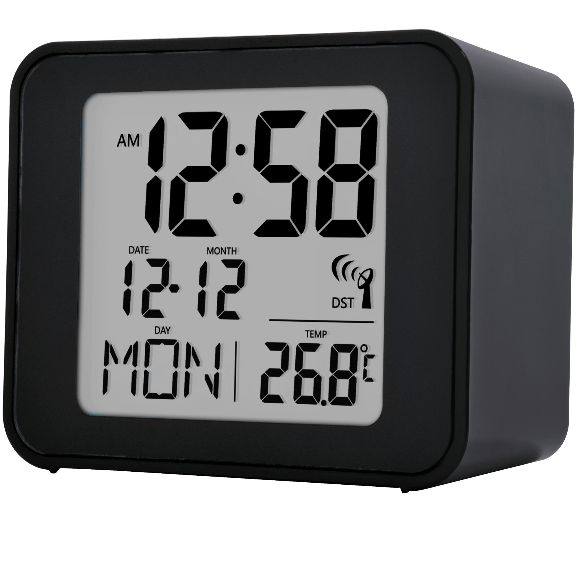 Acctim Cole Radio Controlled LCD Display Alarm Clock - Black thumbnail 2