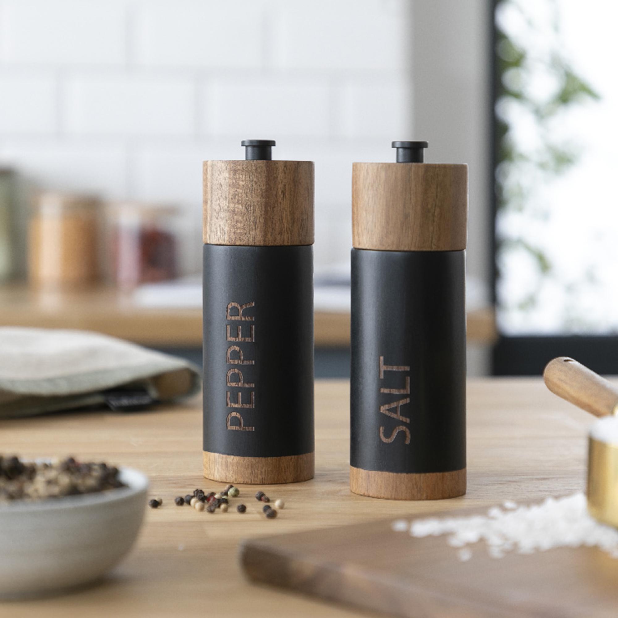 Habitat Acacia Wood Salt and Pepper Mill - Black thumbnail 2