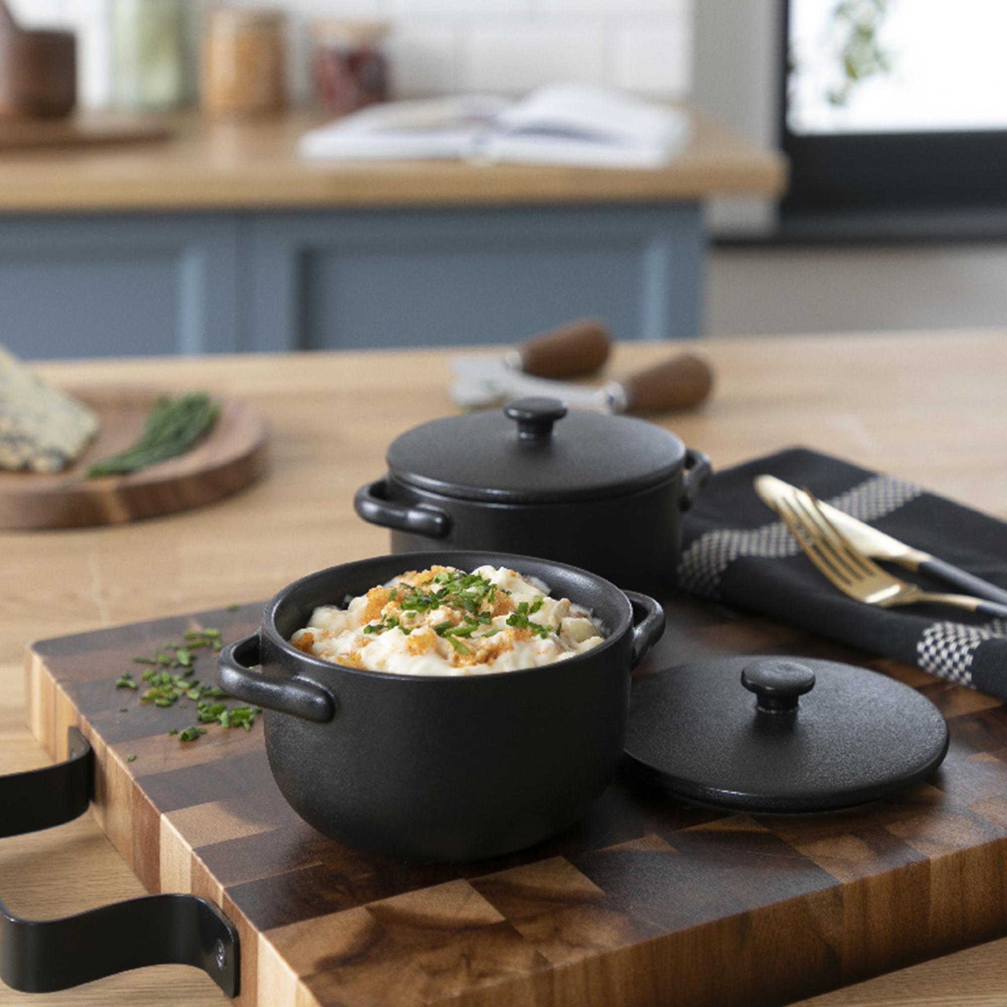 Habitat 2 Piece Stoneware Mini Casserole Dish - Black thumbnail 2