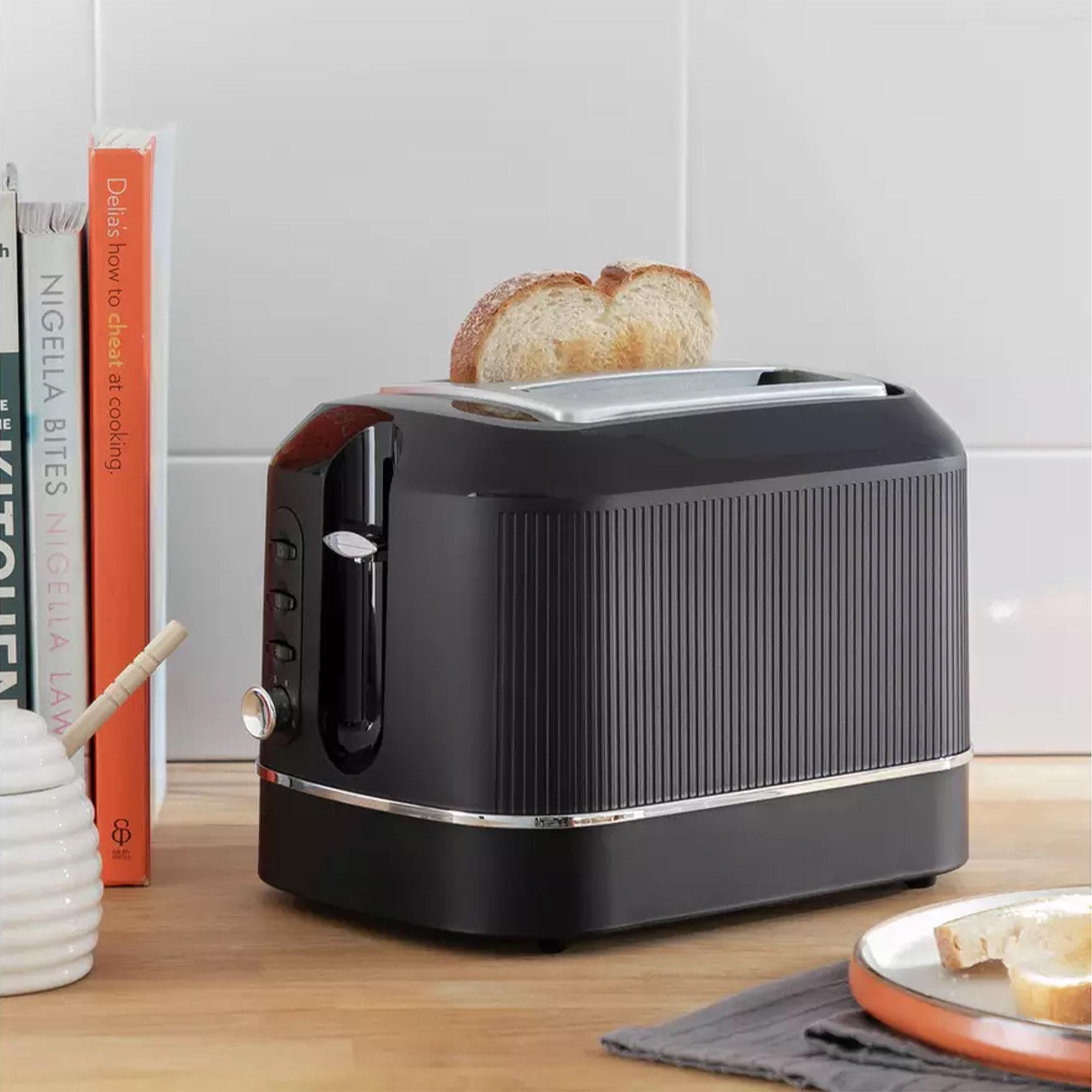 Cookworks Texture Tilly 2 Slice Toaster - Black thumbnail 2