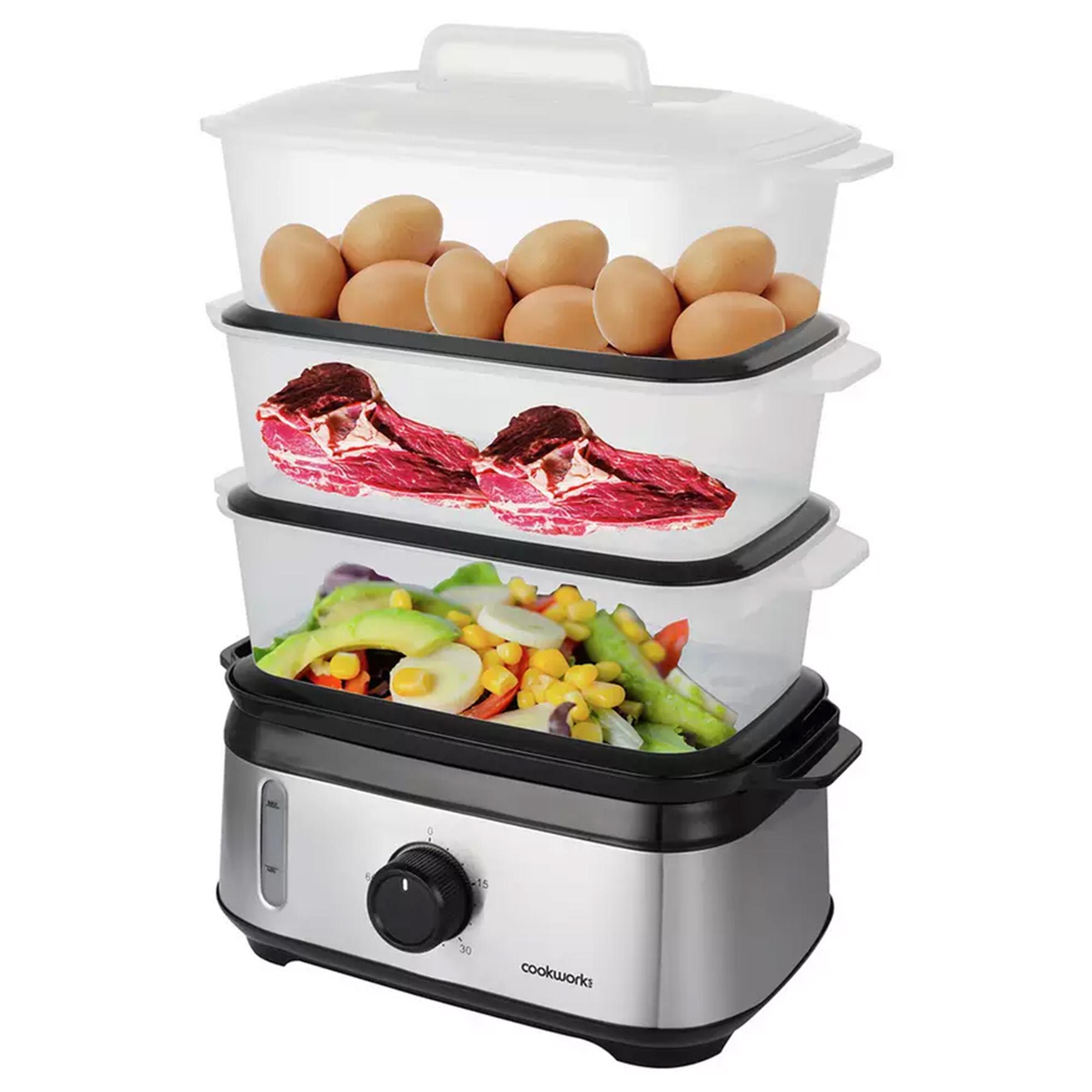 Cookworks FS1400-GS 3 Tier Steamer - Stainless Steel thumbnail 2