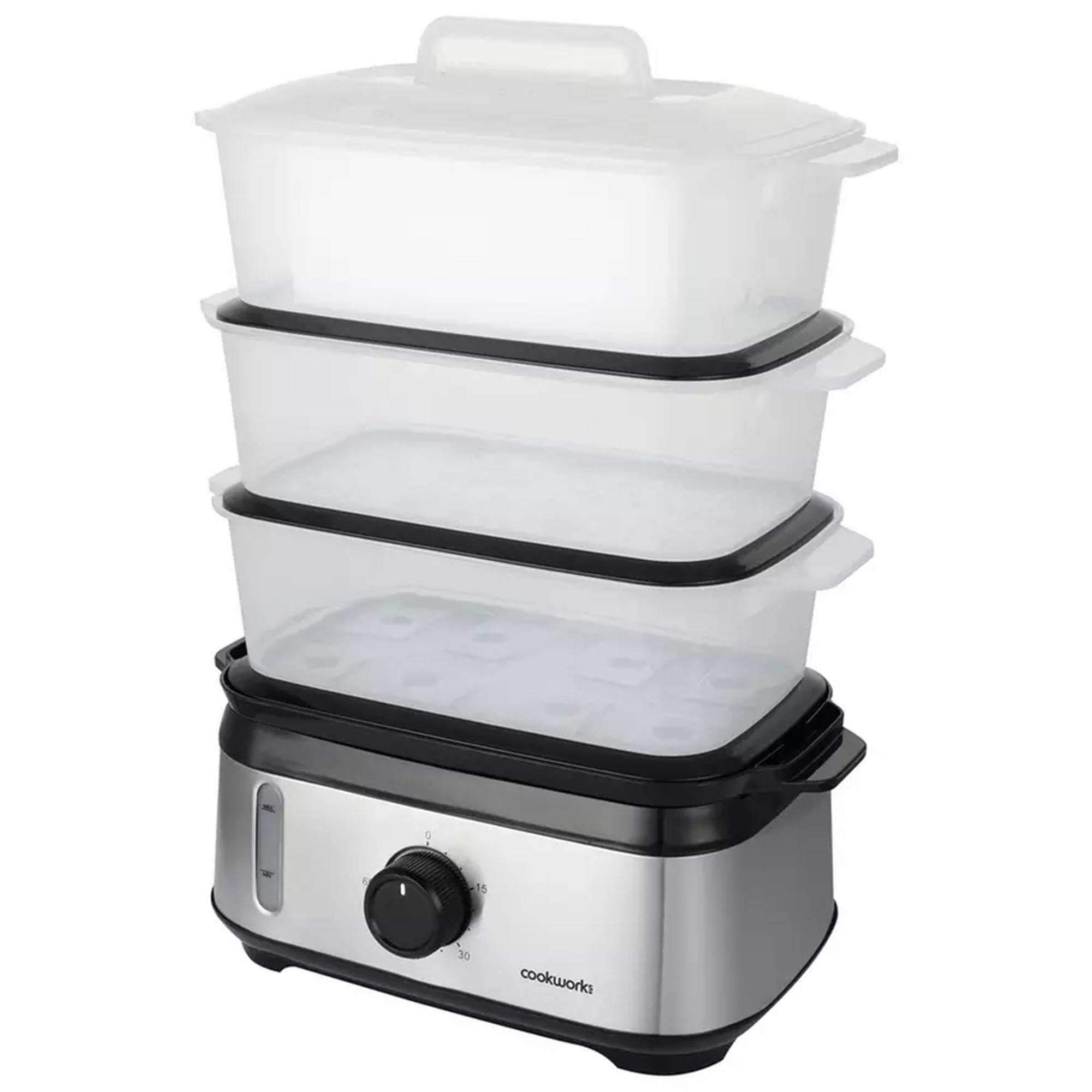 Cookworks FS1400-GS 3 Tier Steamer - Stainless Steel thumbnail 3