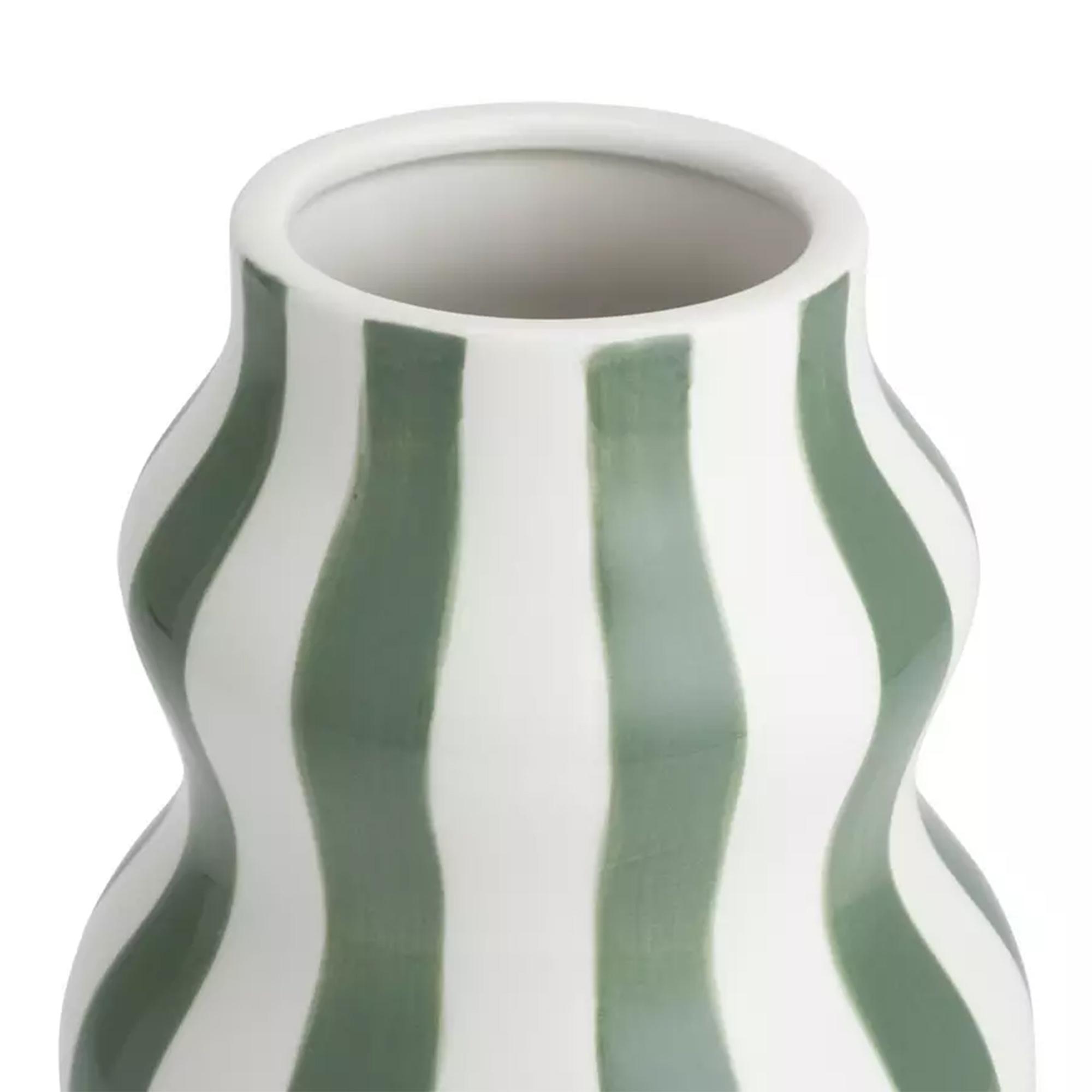 Habitat Hand Painted Stripe Vase - Green thumbnail 4
