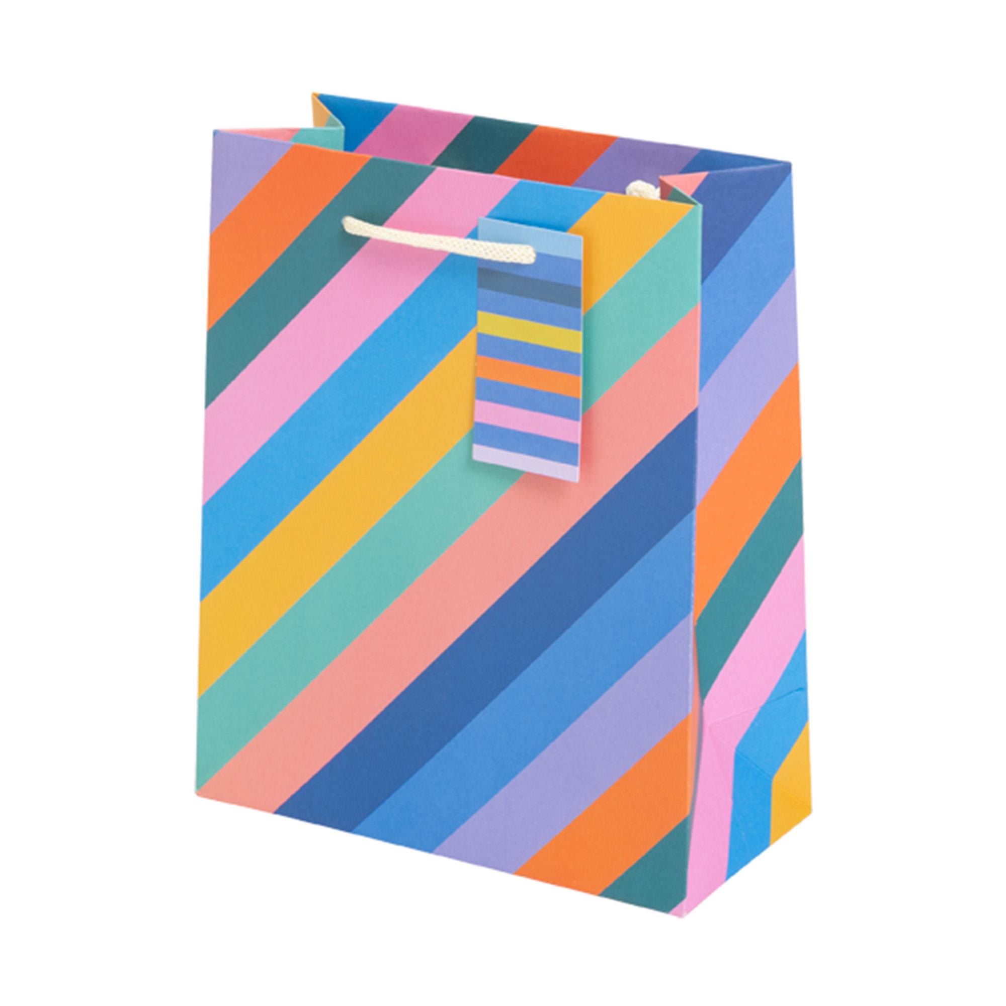 Sainsbury's Home Rainbow Striped Medium Present Gift Bag Birthday Celebration