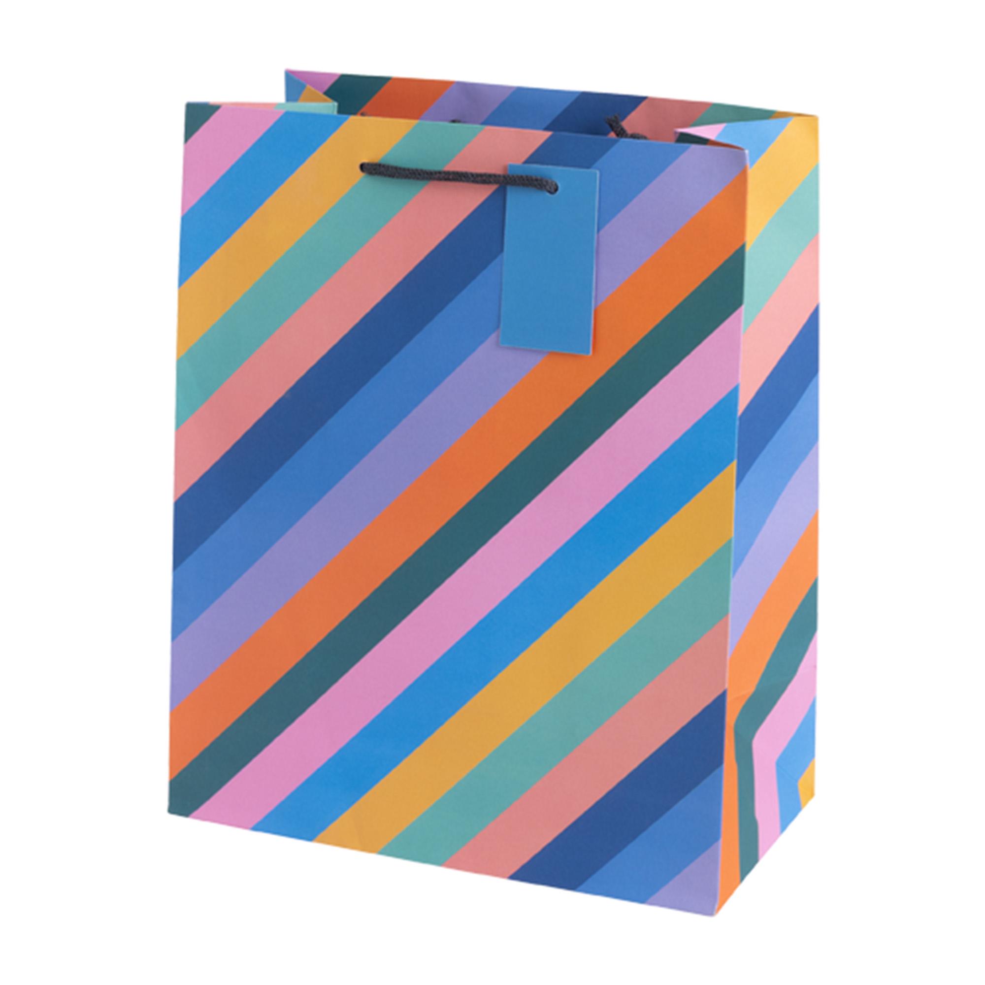 Sainsbury's Rainbow Stripe Large Present Gift Bag Birthday Celebration