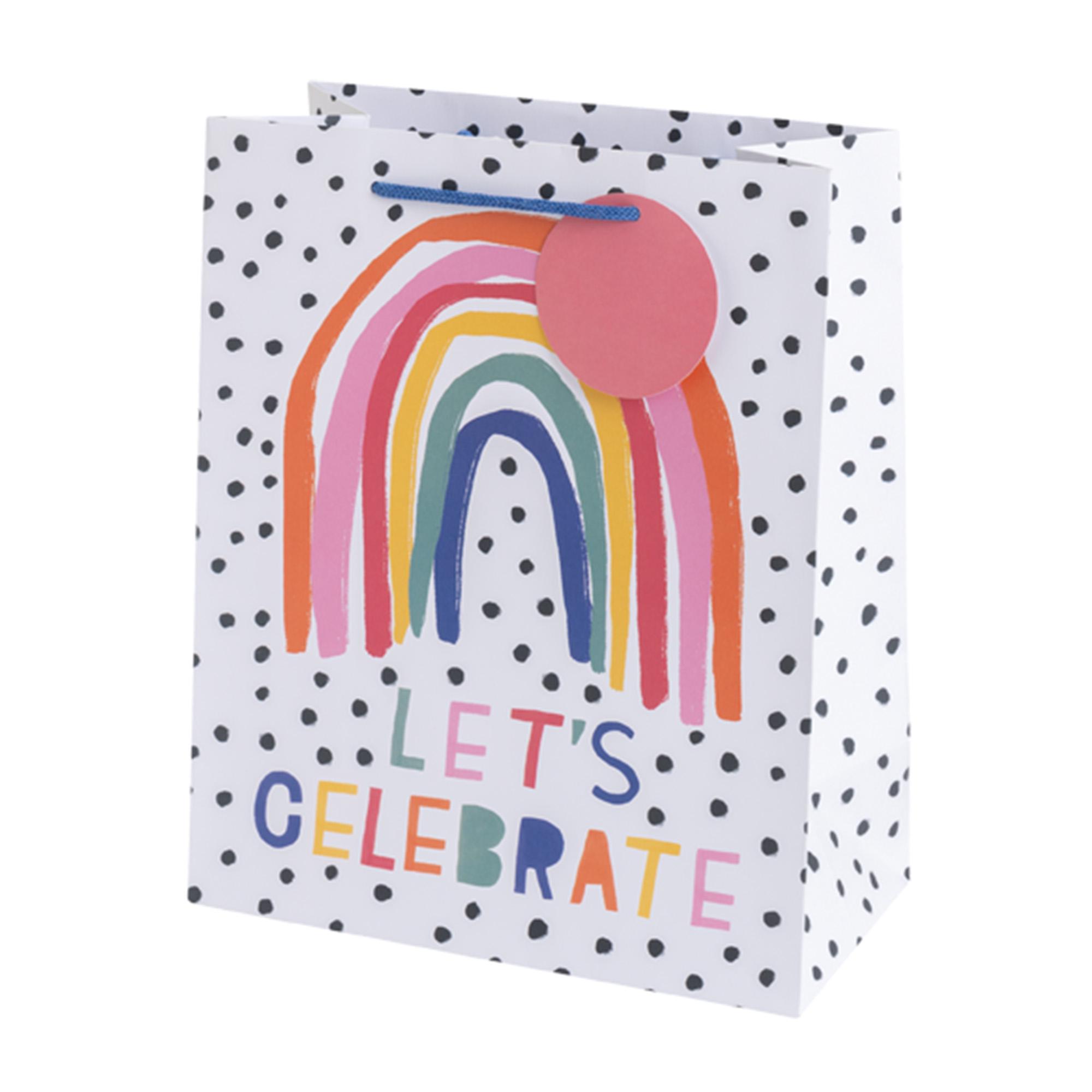 Sainsbury's Let's Celebrate Rainbow Large Present Gift Bag Birthday Celebration