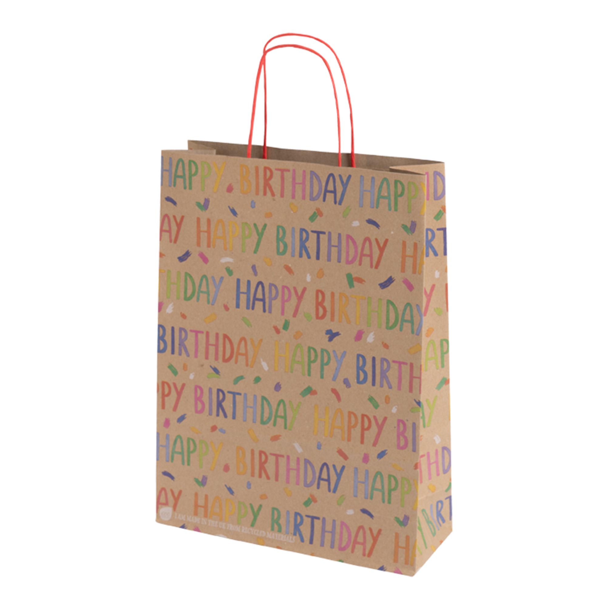 Sainsbury's Eco Nature Kraft Happy Birthday Large Present Gift Bag Birthday Celebration