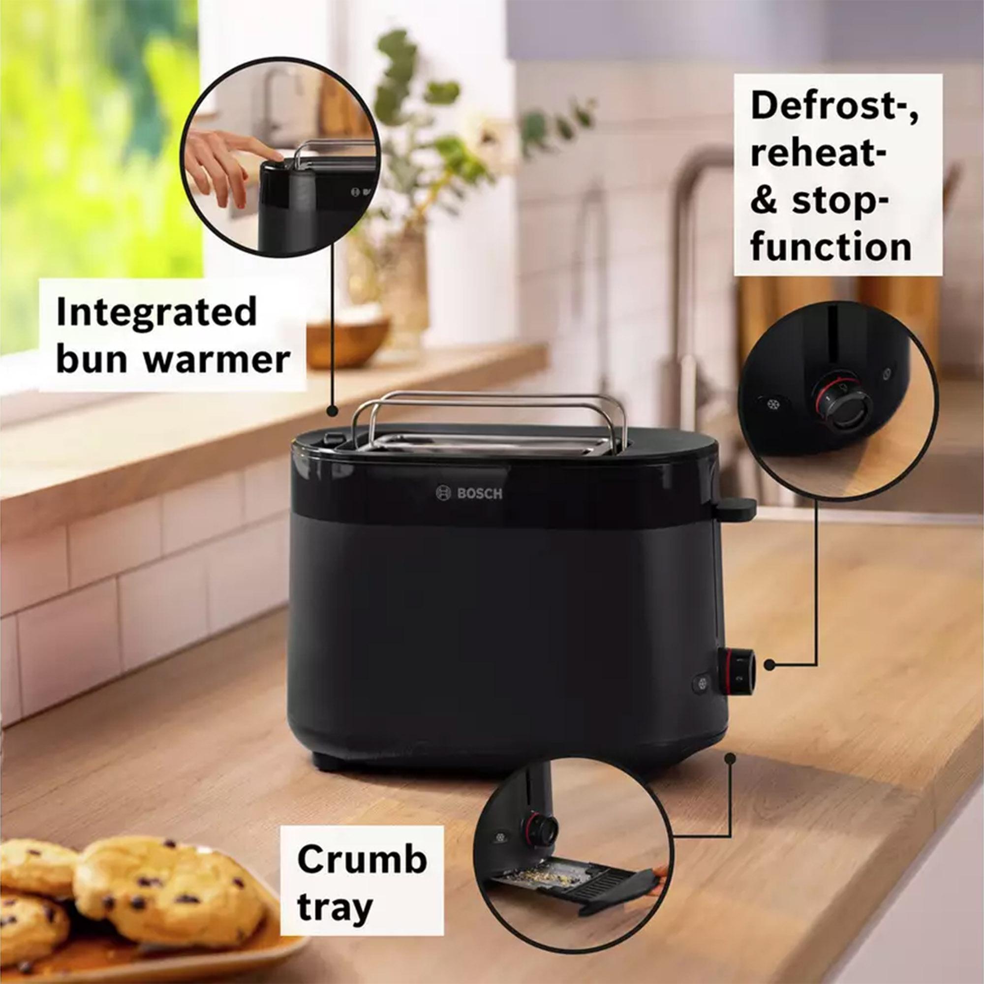 Bosch TAT2M123GB MyMoment Delight 2 Slice Toaster - Black thumbnail 3