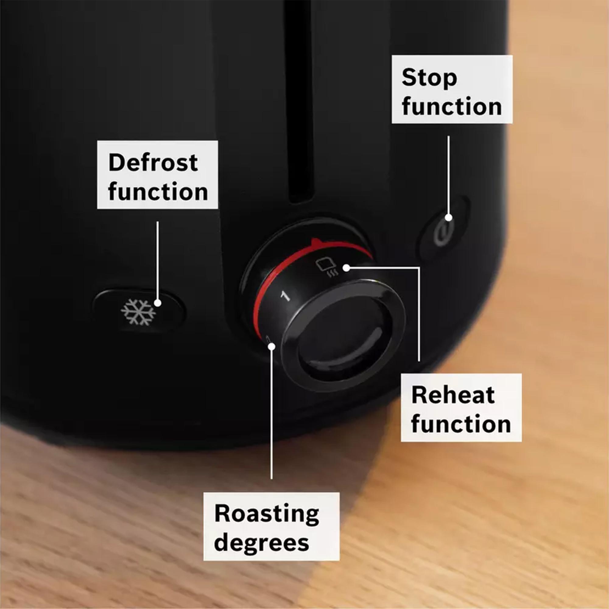 Bosch TAT2M123GB MyMoment Delight 2 Slice Toaster - Black thumbnail 4