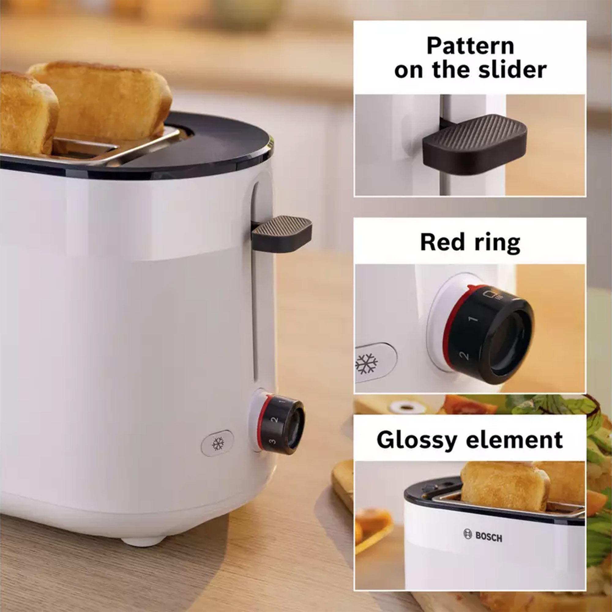 Bosch TAT2M121GB MyMoment Delight 2 Slice Toaster - White thumbnail 3