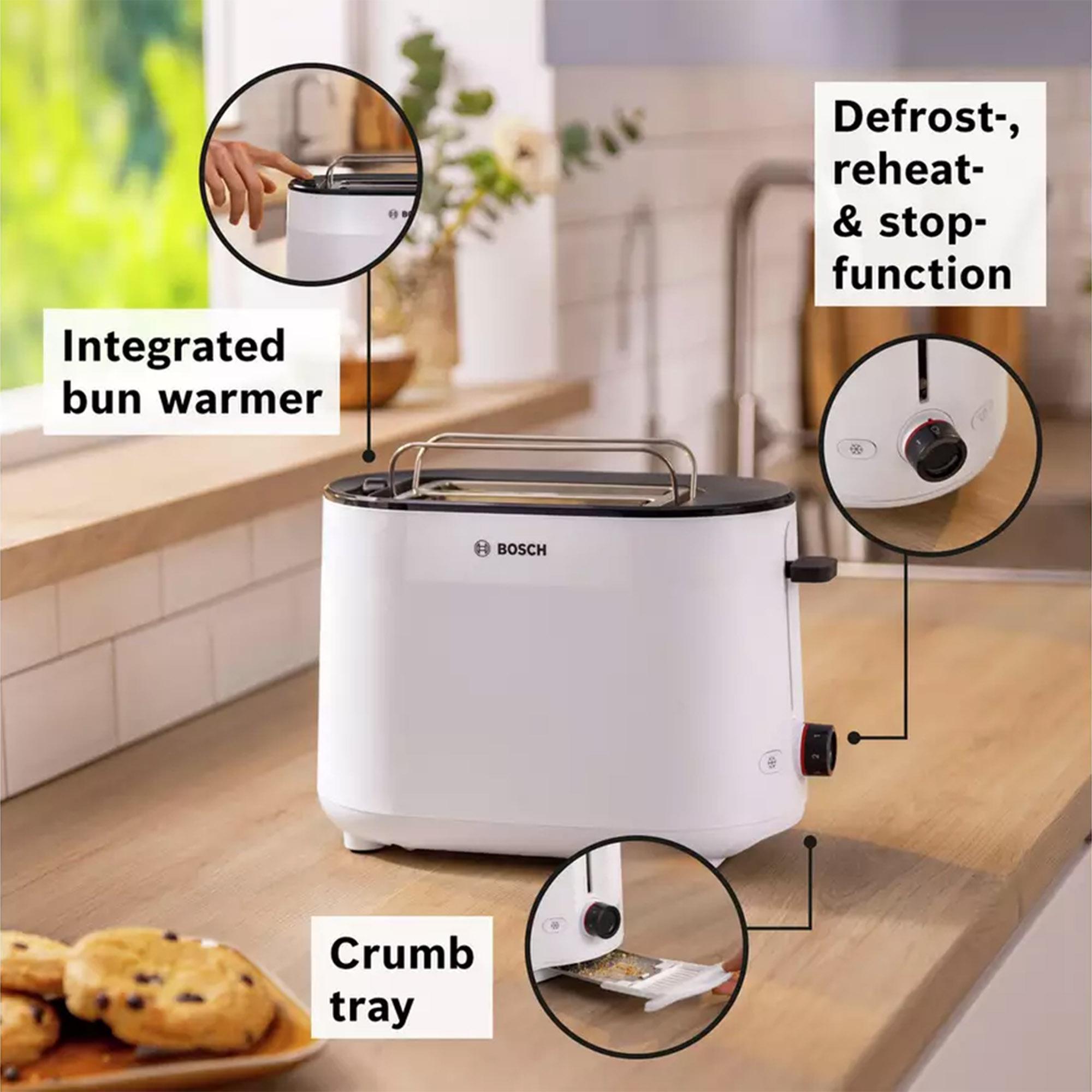 Bosch TAT2M121GB MyMoment Delight 2 Slice Toaster - White thumbnail 4