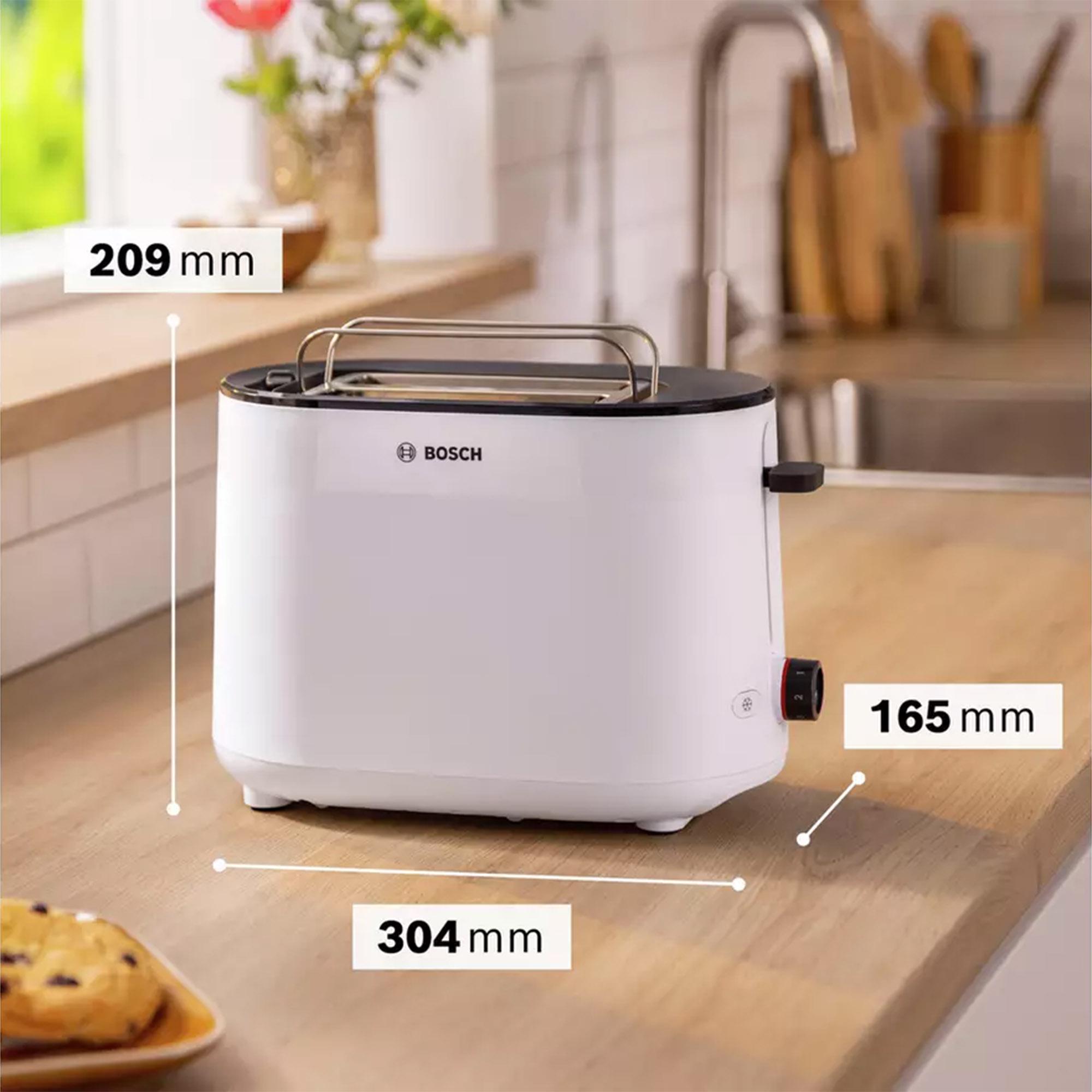 Bosch TAT2M121GB MyMoment Delight 2 Slice Toaster - White thumbnail 5
