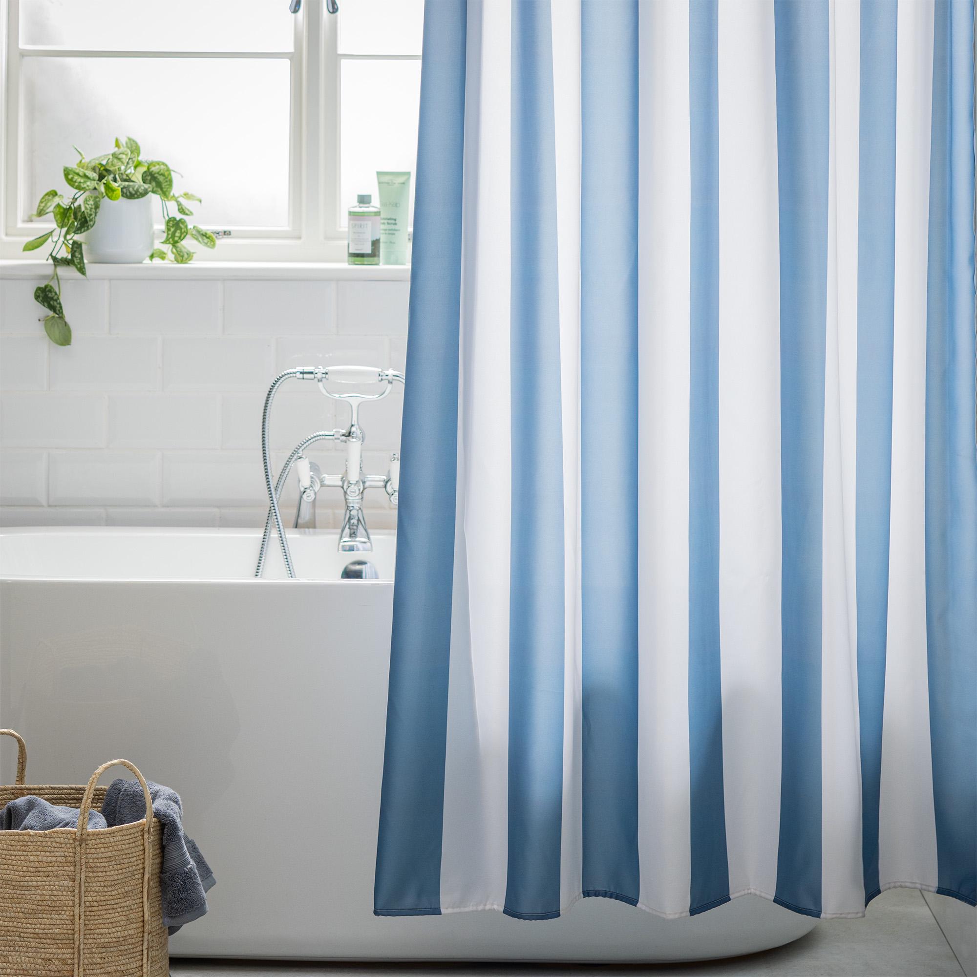 Sainsbury's Home Coastal Vertical Blue Stripe Shower Curtain thumbnail 2