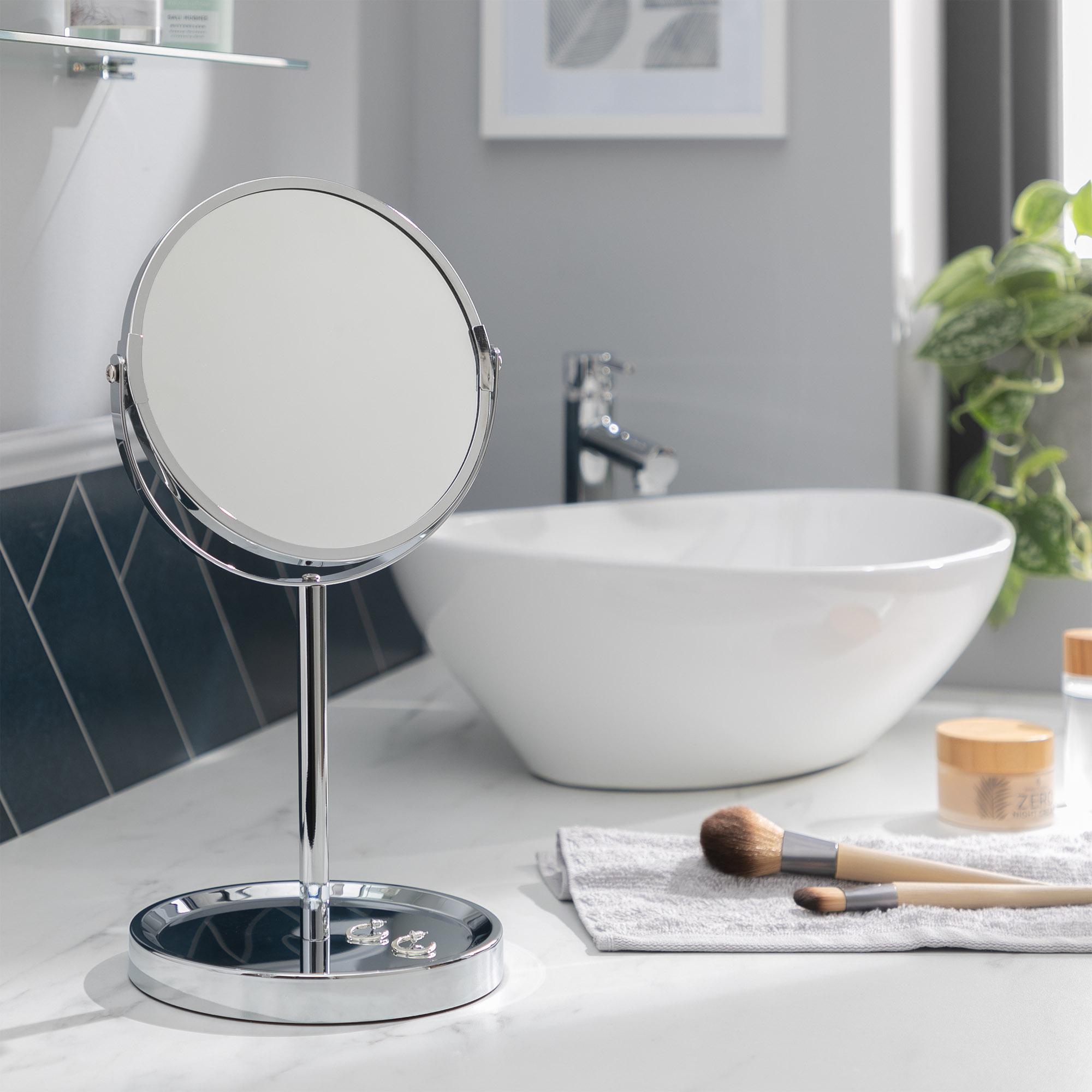 Sainsbury's Home Functional Round Pedestal Mirror with Tray-Chrome thumbnail 2