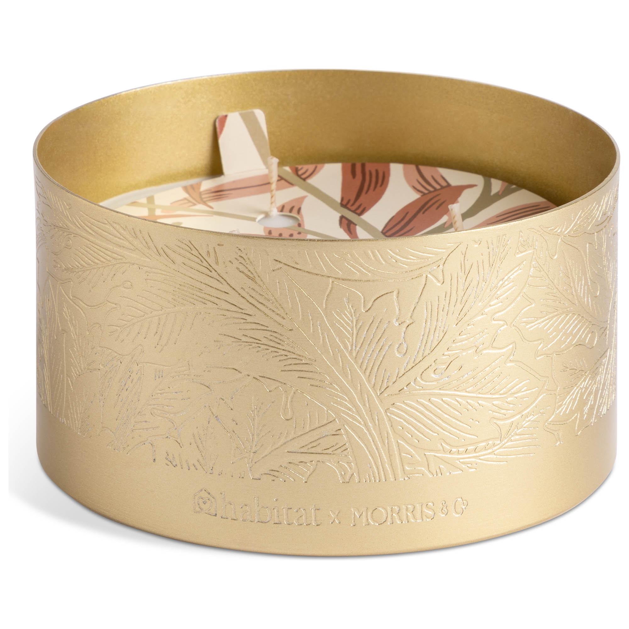 Habitat x Morris & Co. Brass Multiwick Candle - Oak & Fallen Acorn